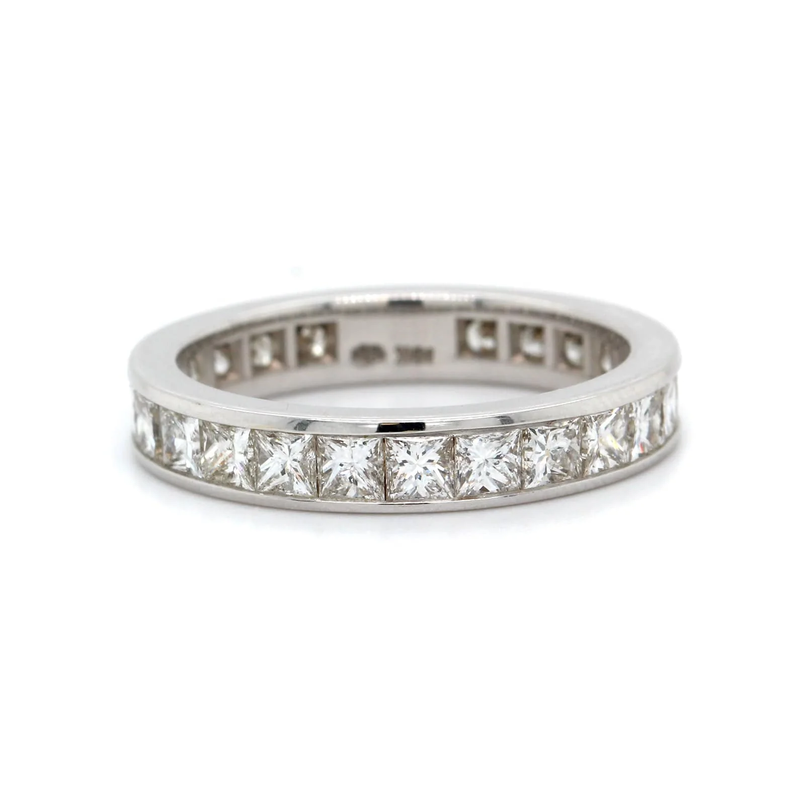 18K White Gold Channel Set Princess Cut Diamond Eternity Band - Image 5