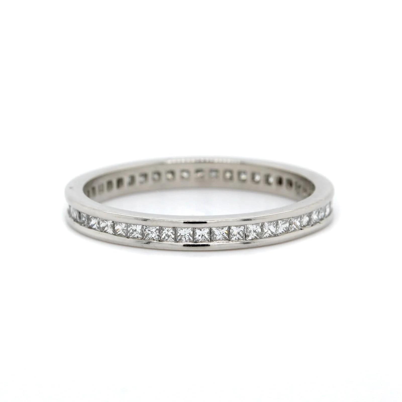 Platinum Channel Set Princess Cut Diamond Eternity Band - Image 5