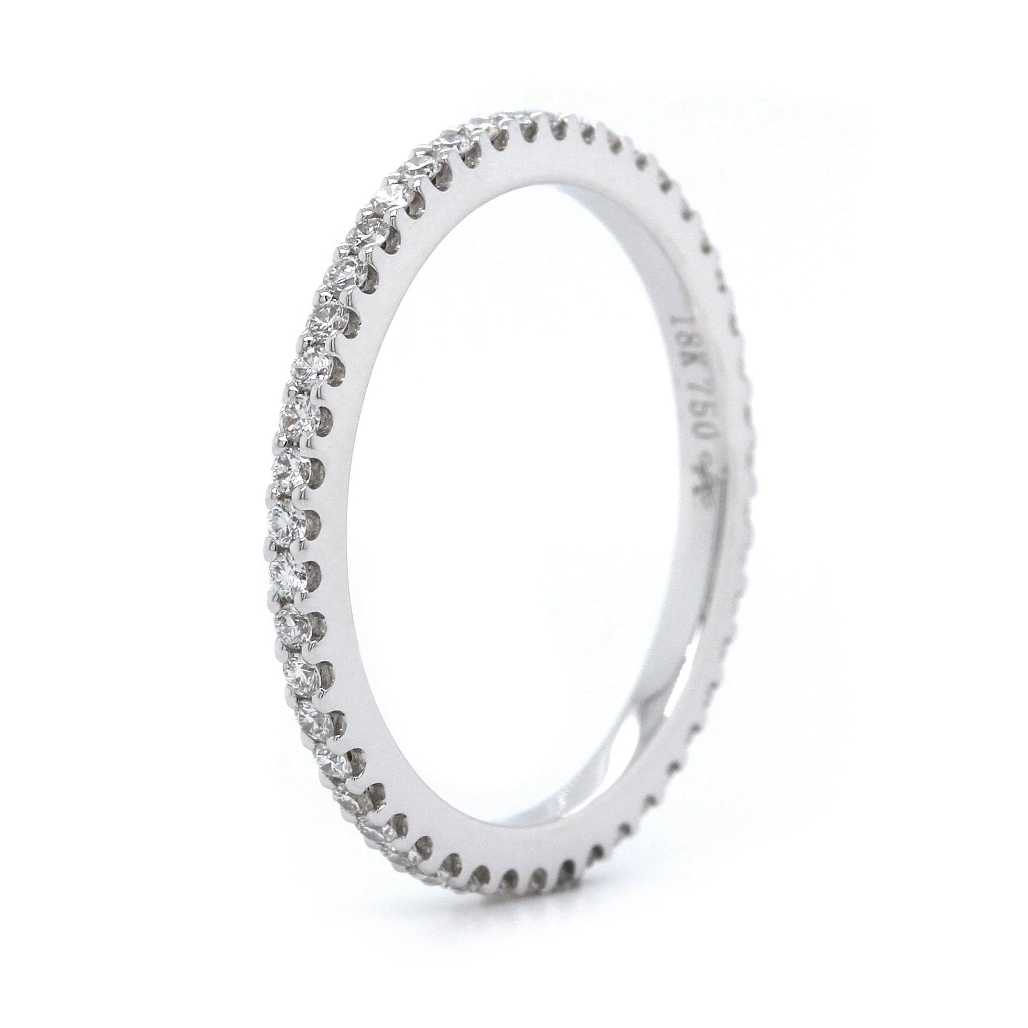 18K White Gold Shared Prong Diamond Band - Image 2