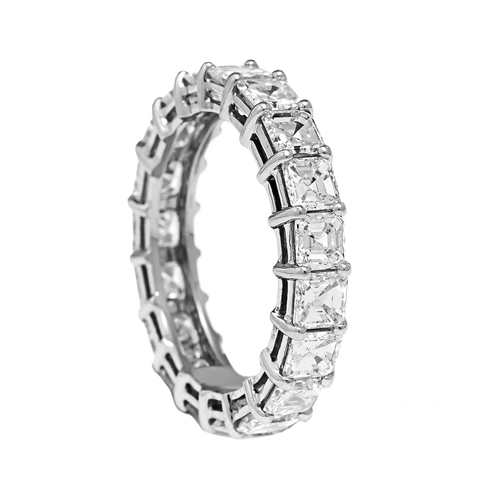 Platinum Shared Prong Asscher Cut Diamond Eternity Band - Image 2