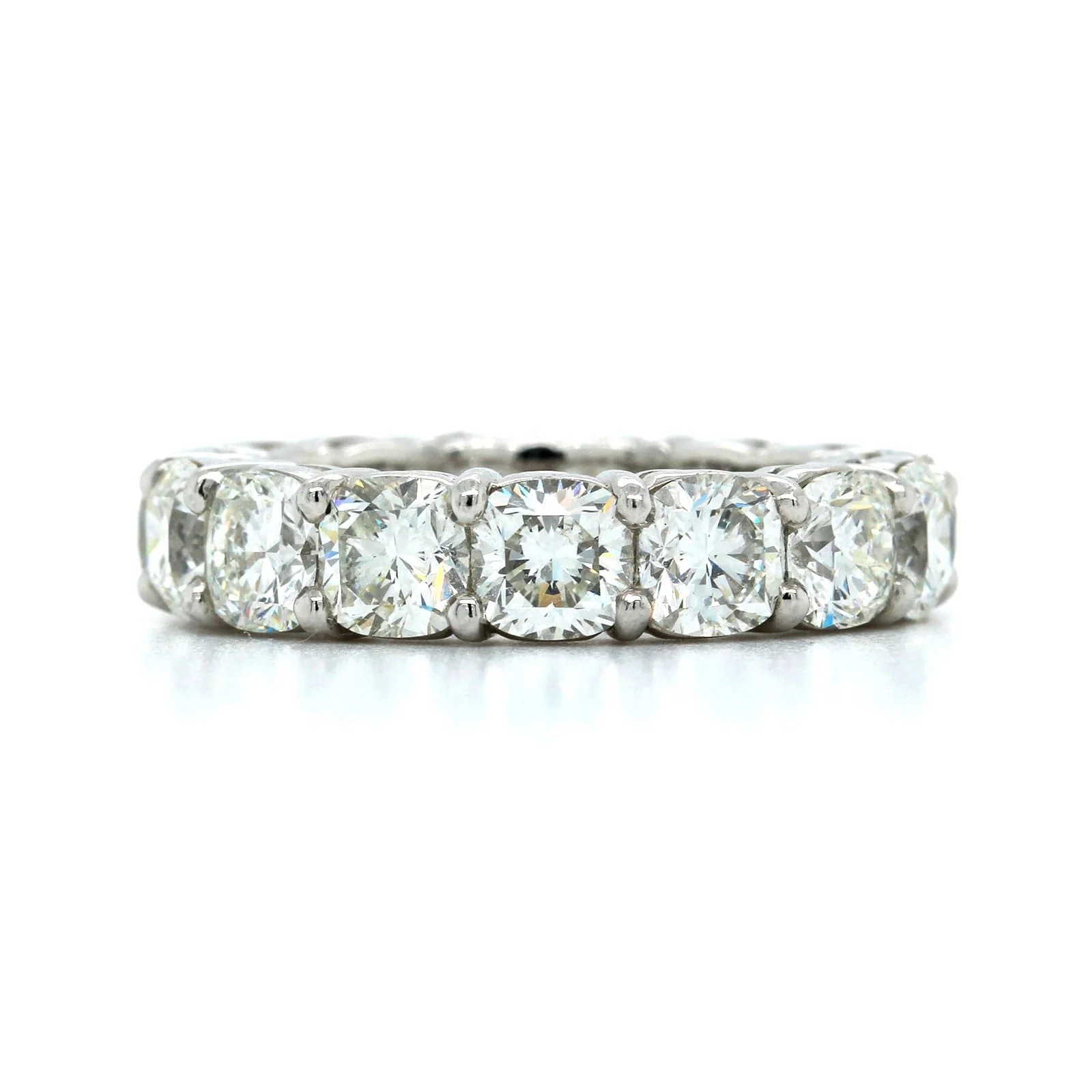 Platinum Shared Prong Cushion Cut Diamond Eternity Band - Image 5
