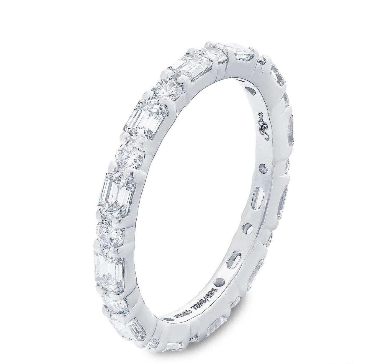 Platinum Emerald Cut Diamond Eternity Band - Image 2