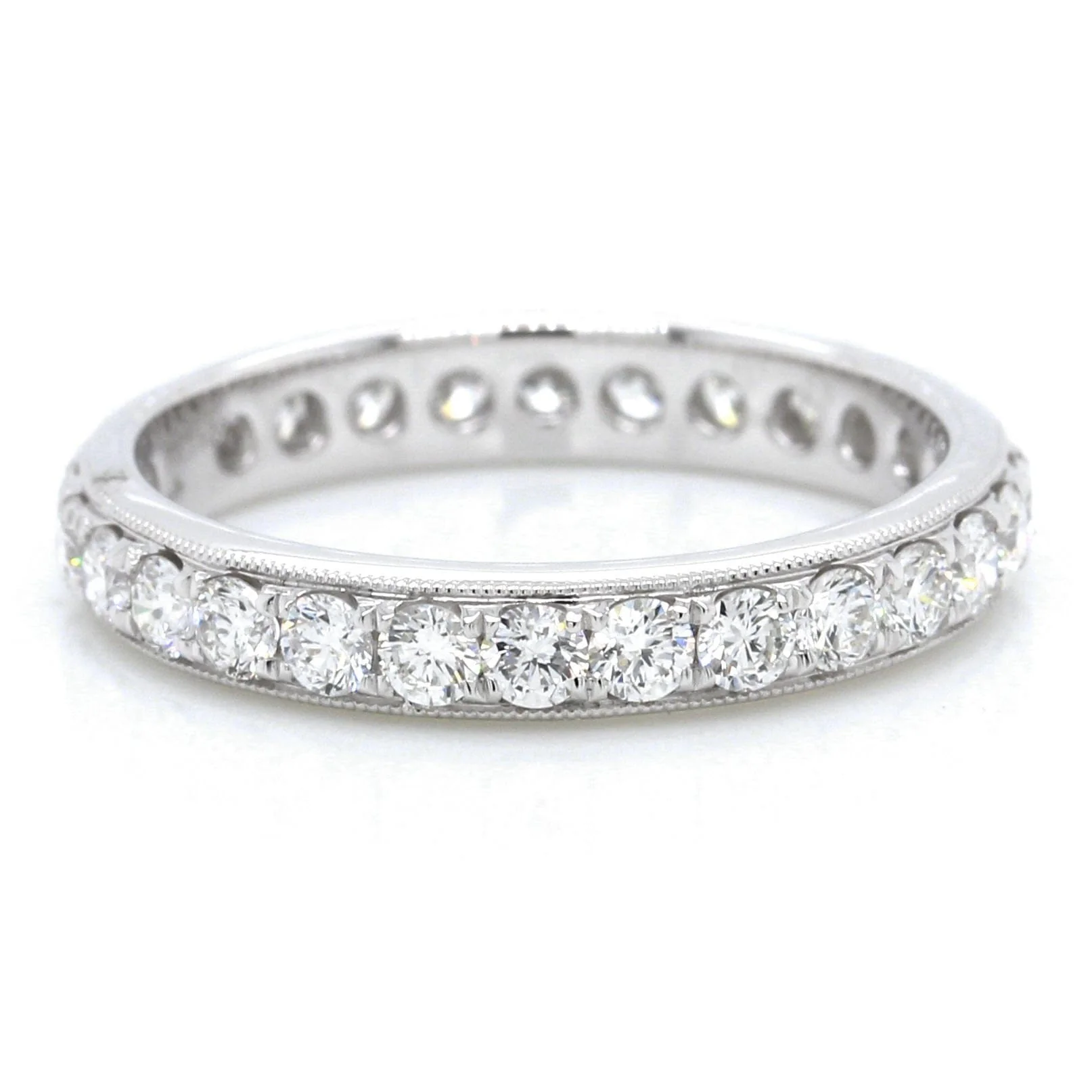 18K White Gold Diamond Milgrain Eternity Band