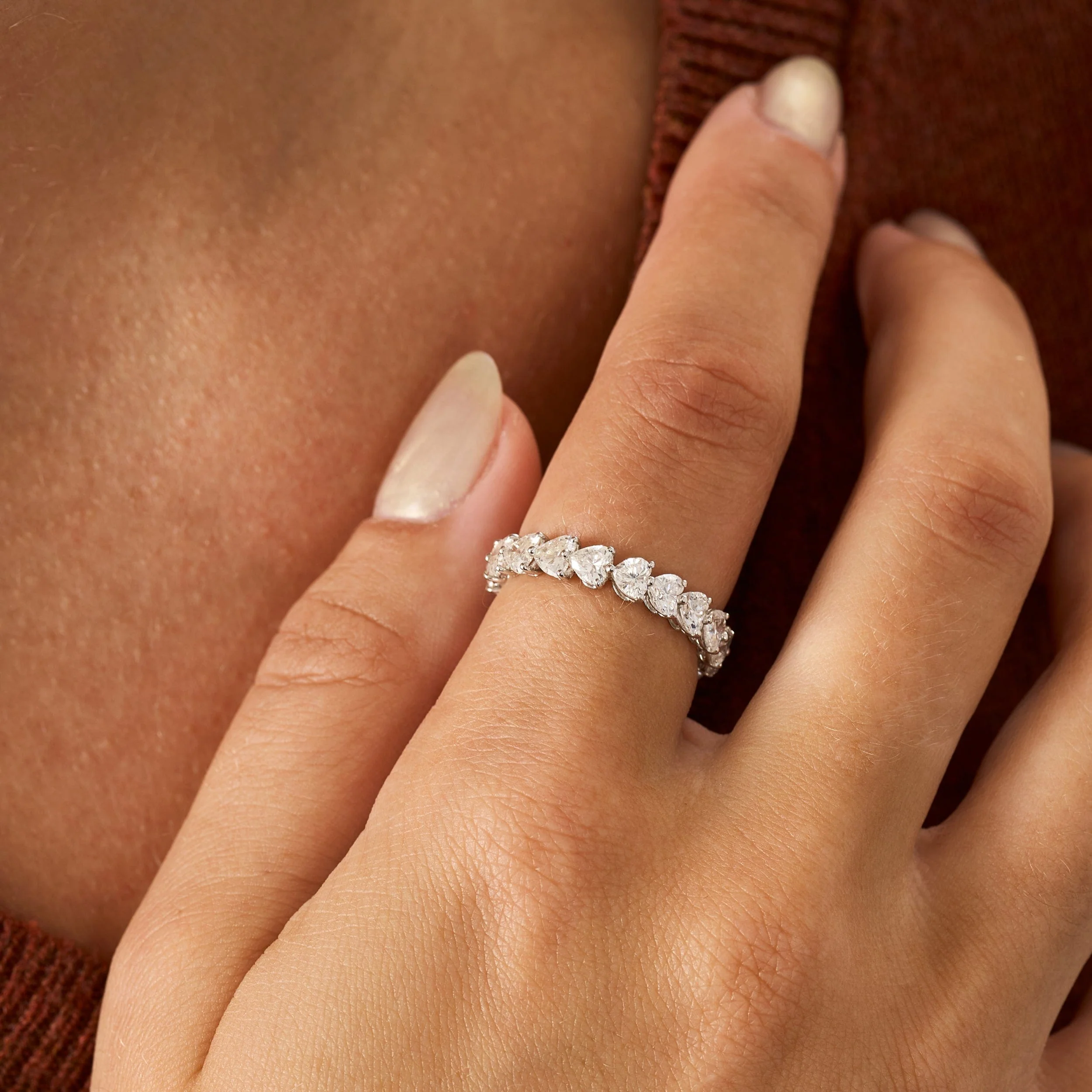 Etho Maria 18K White Gold Heart Shape Diamond Eternity Band - Image 2
