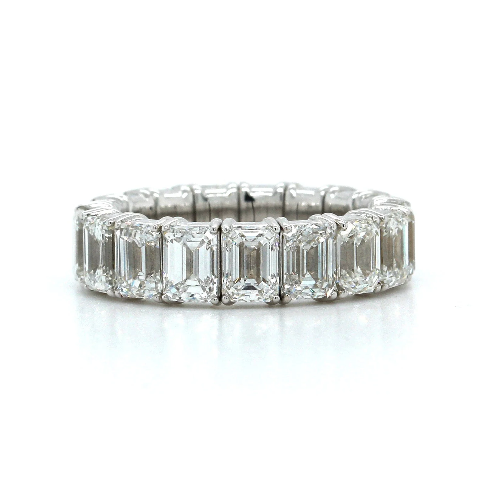 Zydo 18K White Gold Emerald Cut Diamond Eternity Stretch Band