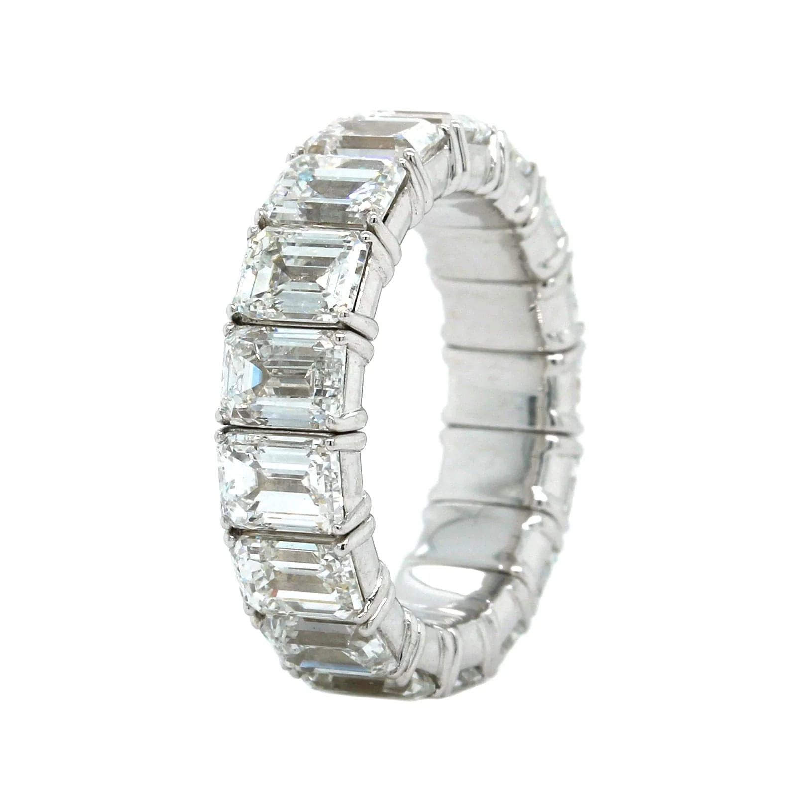 Zydo 18K White Gold Emerald Cut Diamond Eternity Stretch Band - Image 2
