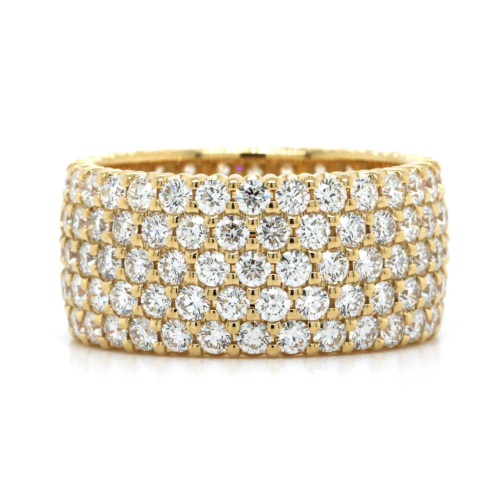 18K Yellow Gold 5 Row Diamond Eternity Band - Image 4
