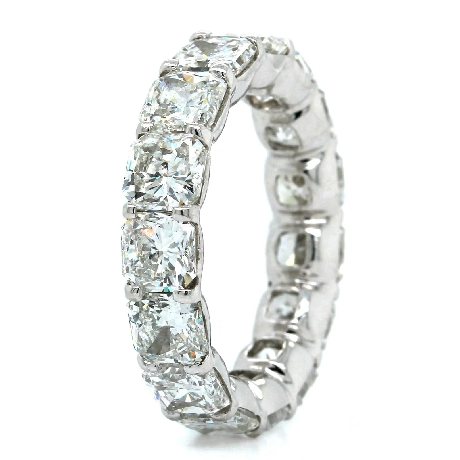 Platinum Shared Prong Radiant Cut Diamond Eternity Band - Image 2