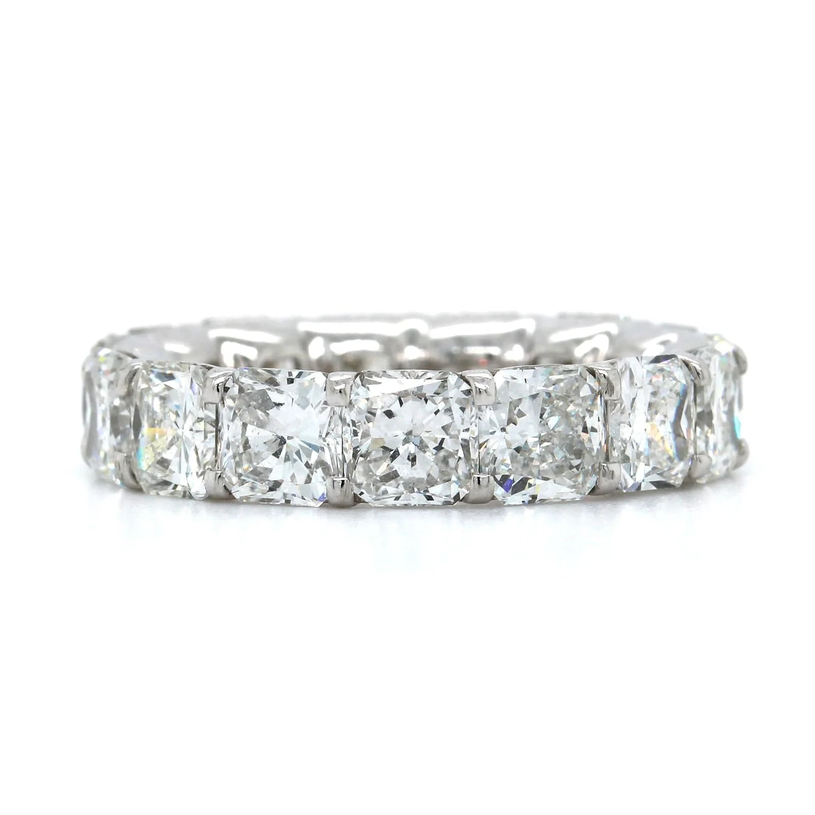 Platinum Shared Prong Radiant Cut Diamond Eternity Band - Image 5