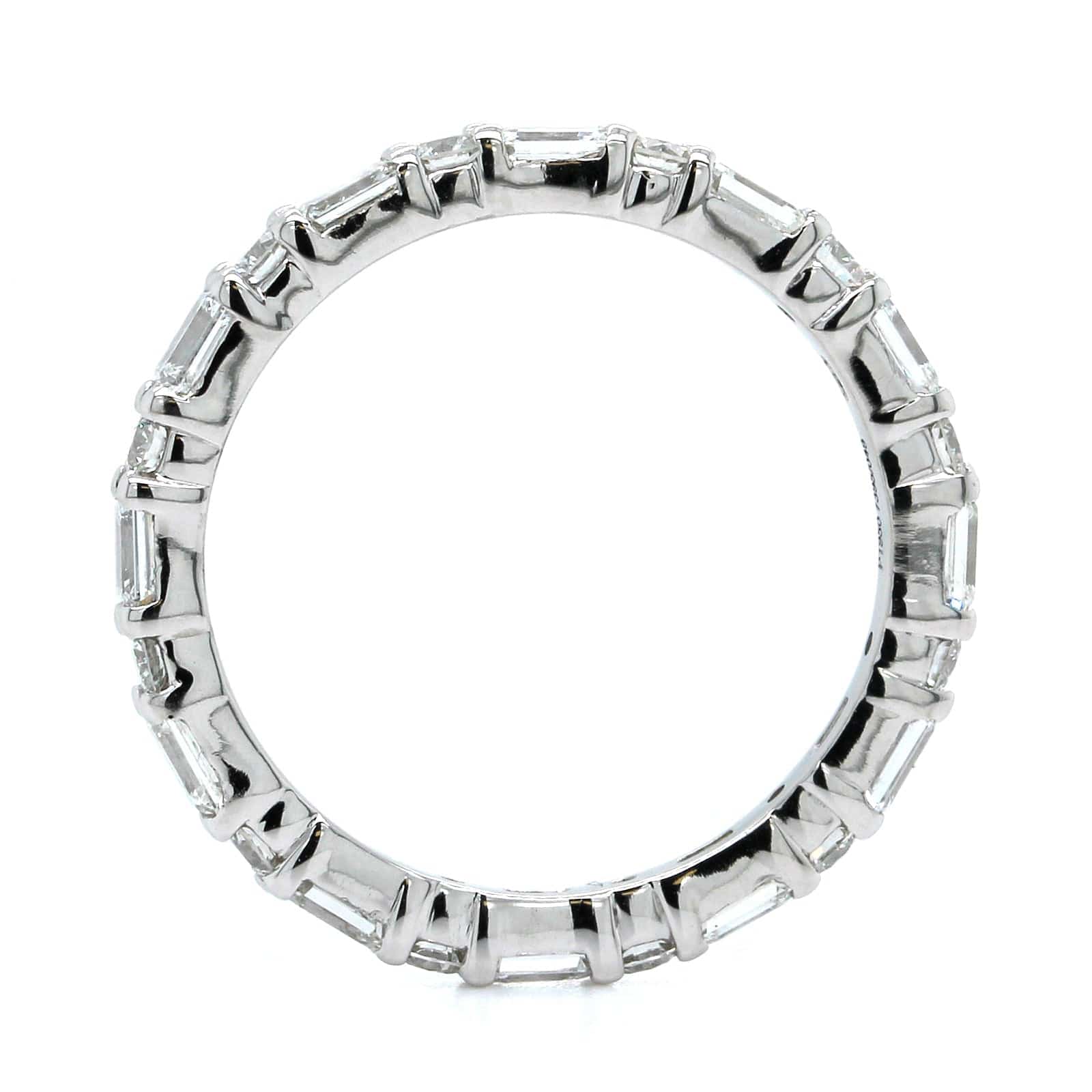 Platinum Emerald and Round Cut Diamond Eternity Band - Image 3