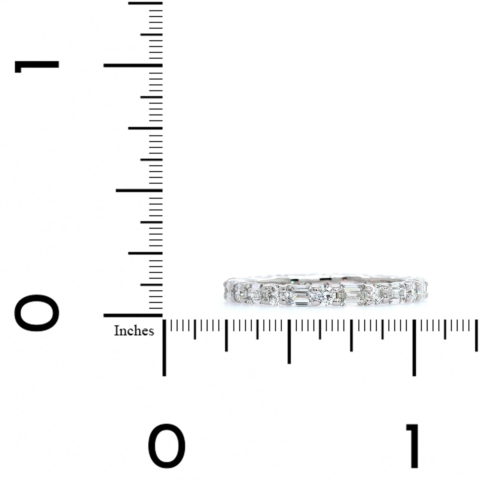 Platinum Emerald and Round Cut Diamond Eternity Band - Image 4