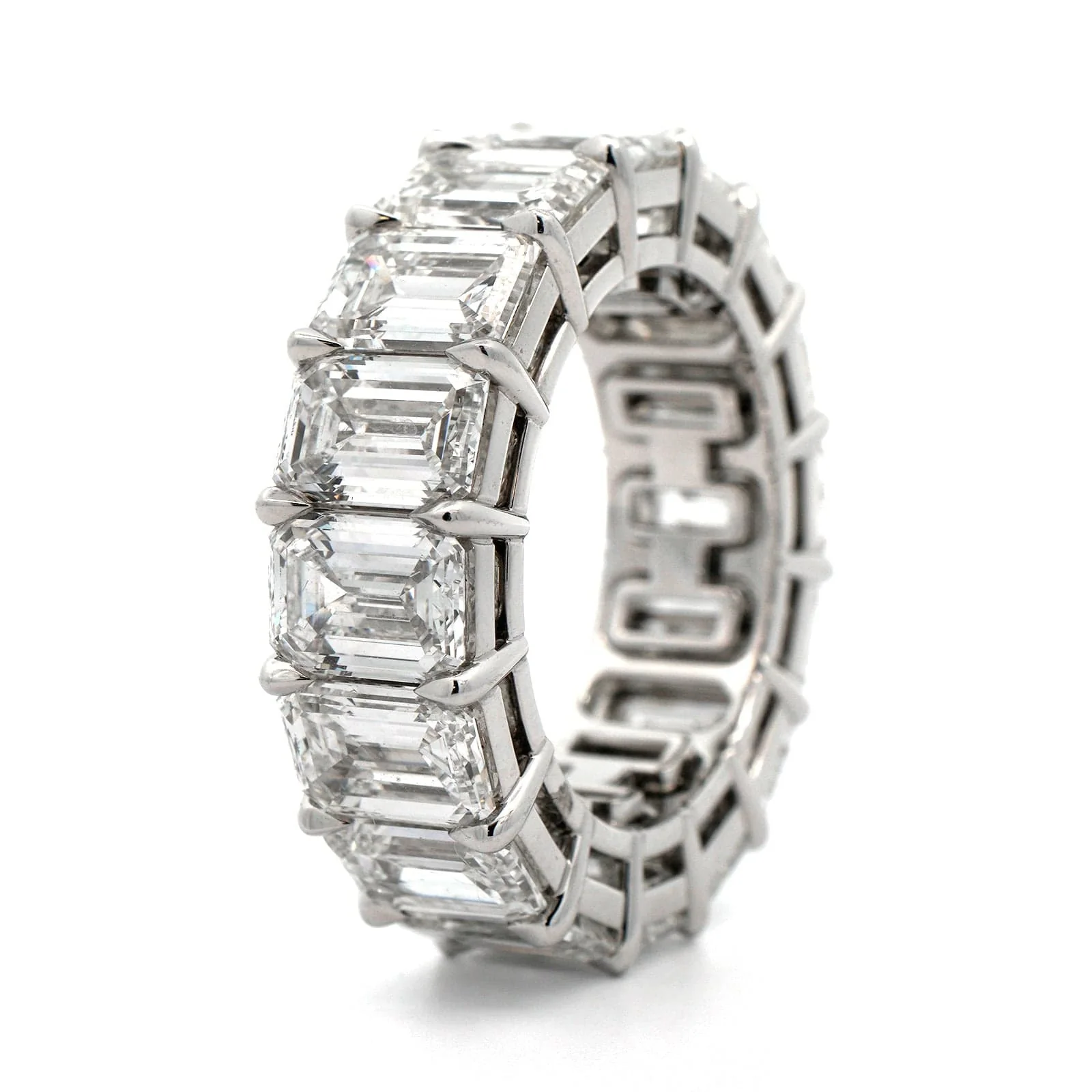 Platinum Emerald Cut Diamond Eternity Band - Image 2