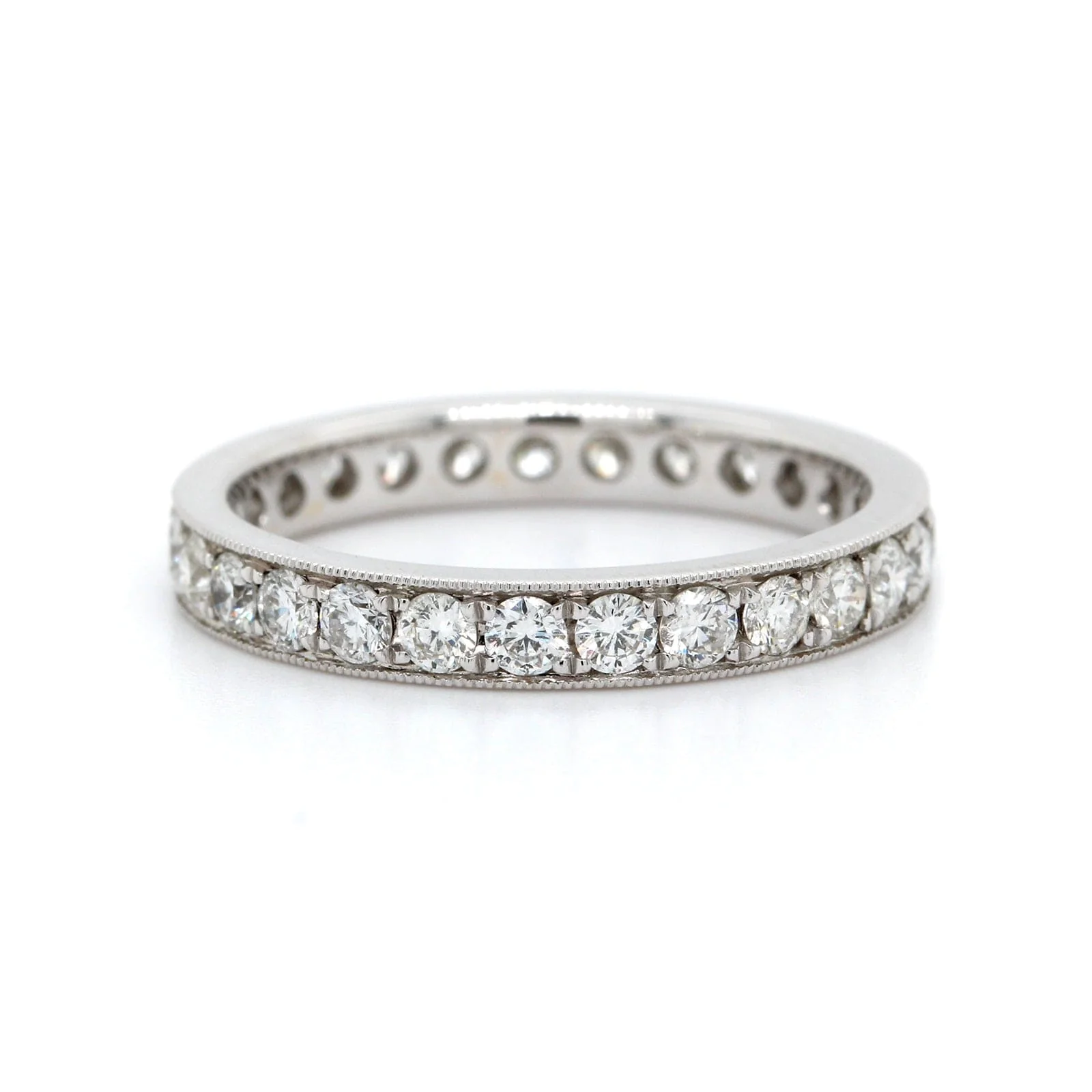 18K White Gold Diamond Bead Set Eternity Band - Image 2