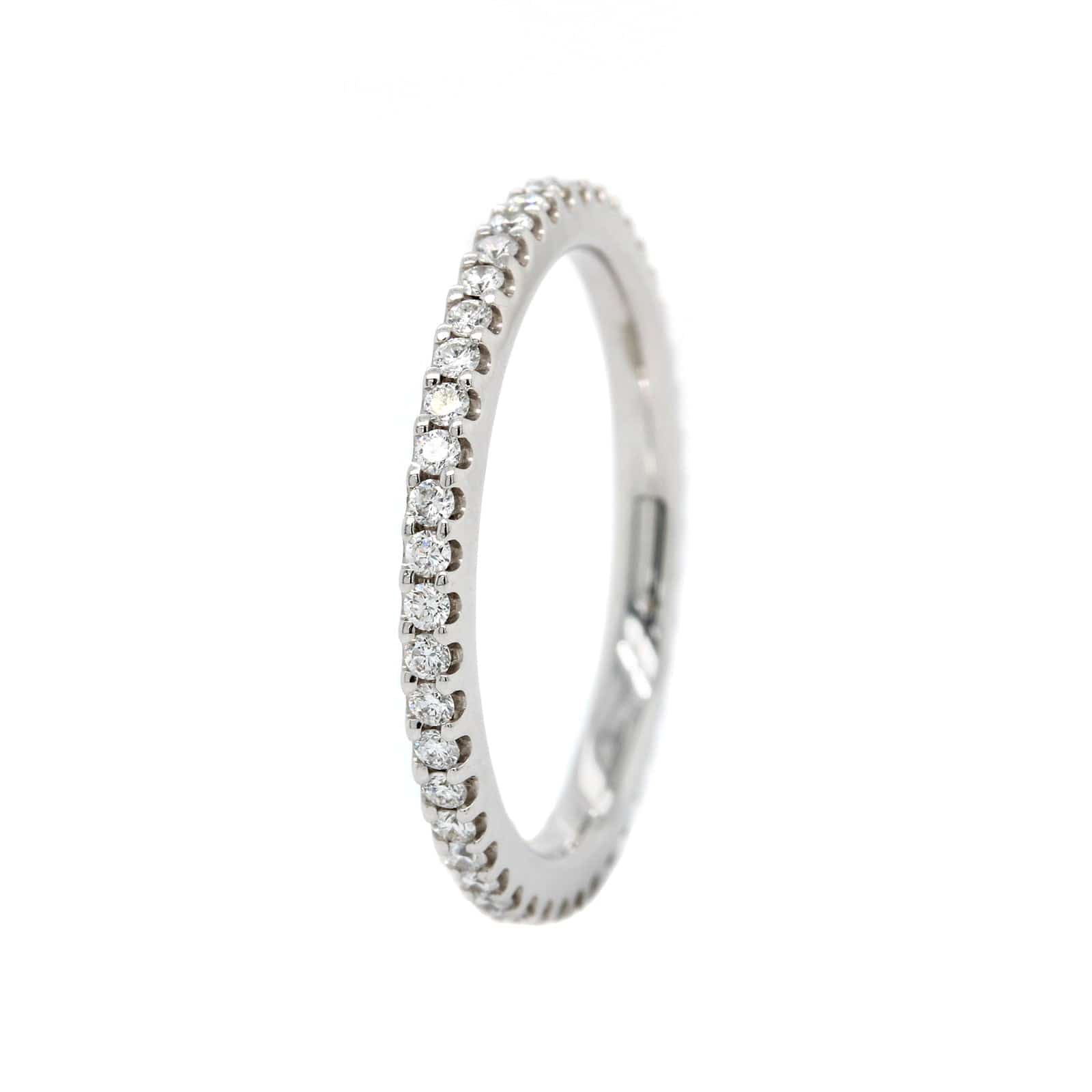 18K White Gold Diamond Shared Prong Eternity Band - Image 2