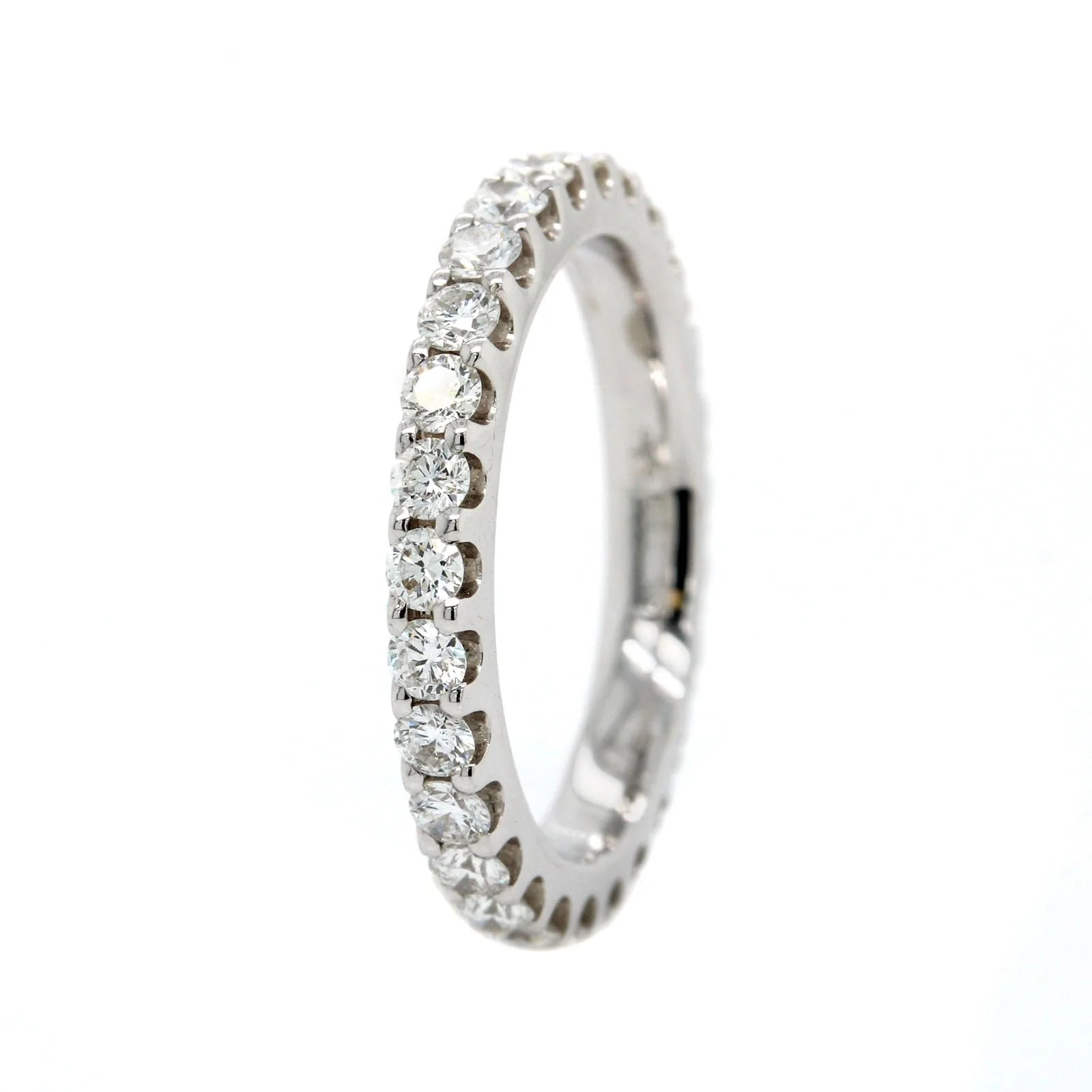 18K White Gold Diamond Shared Prong Eternity Band - Image 2