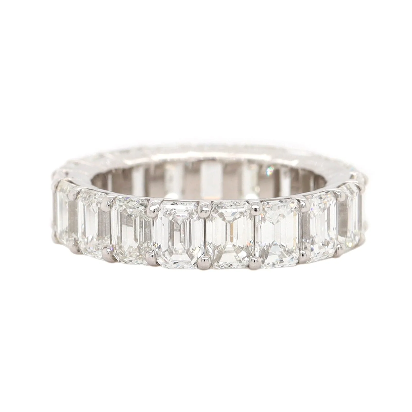 Platinum Shared Prong Emerald Cut Diamond Eternity Band - Image 5