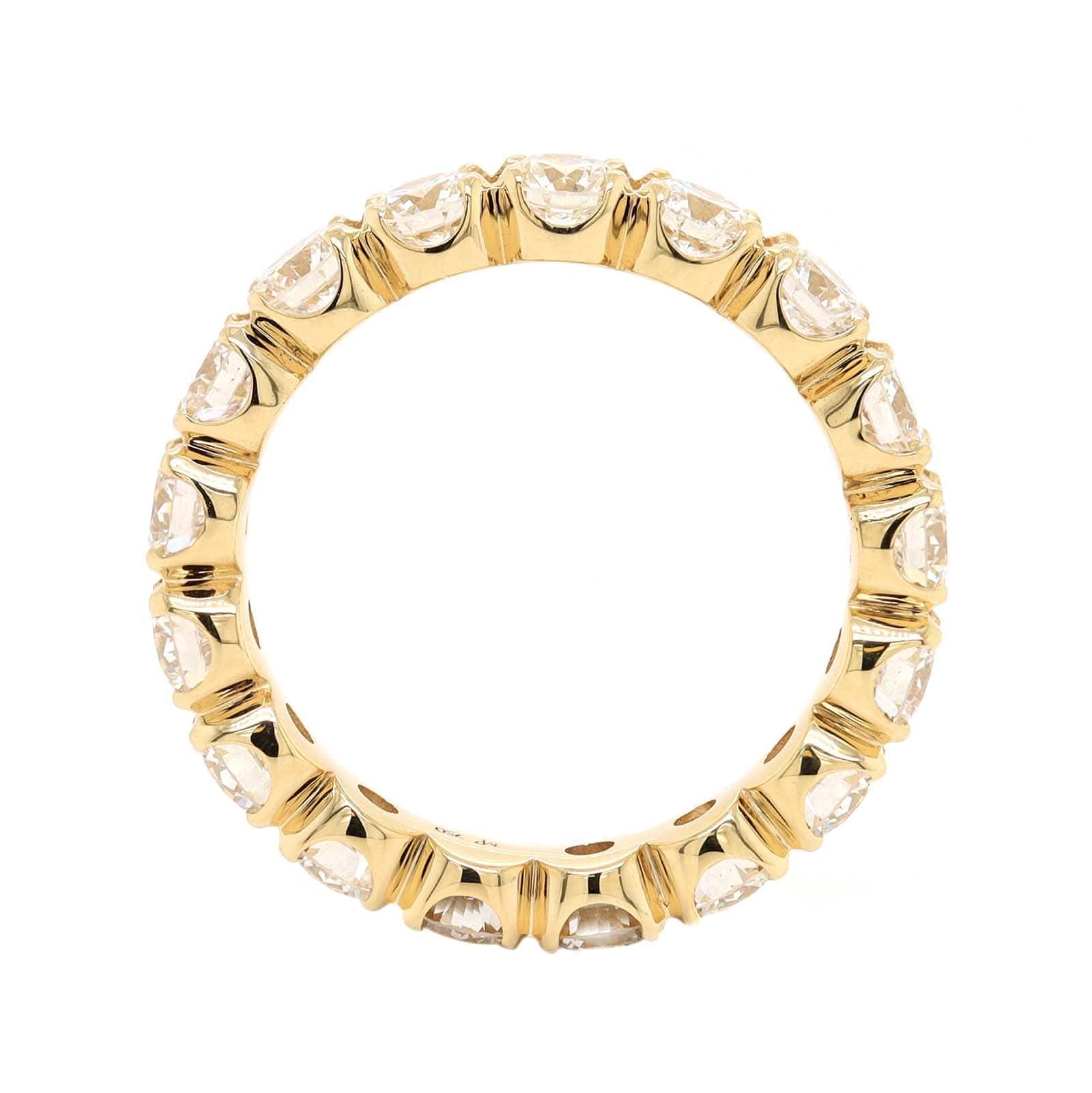 18K Yellow Gold Shared Prong Round Diamond Band - Image 3