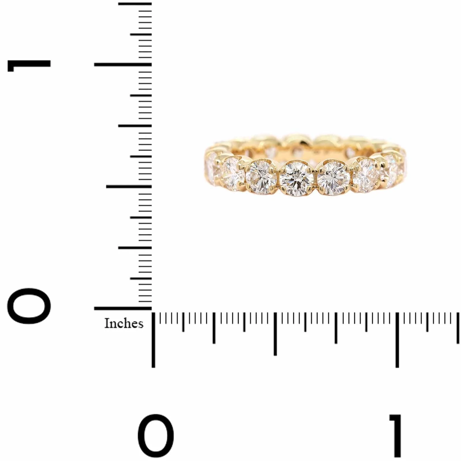 18K Yellow Gold Shared Prong Round Diamond Band - Image 4