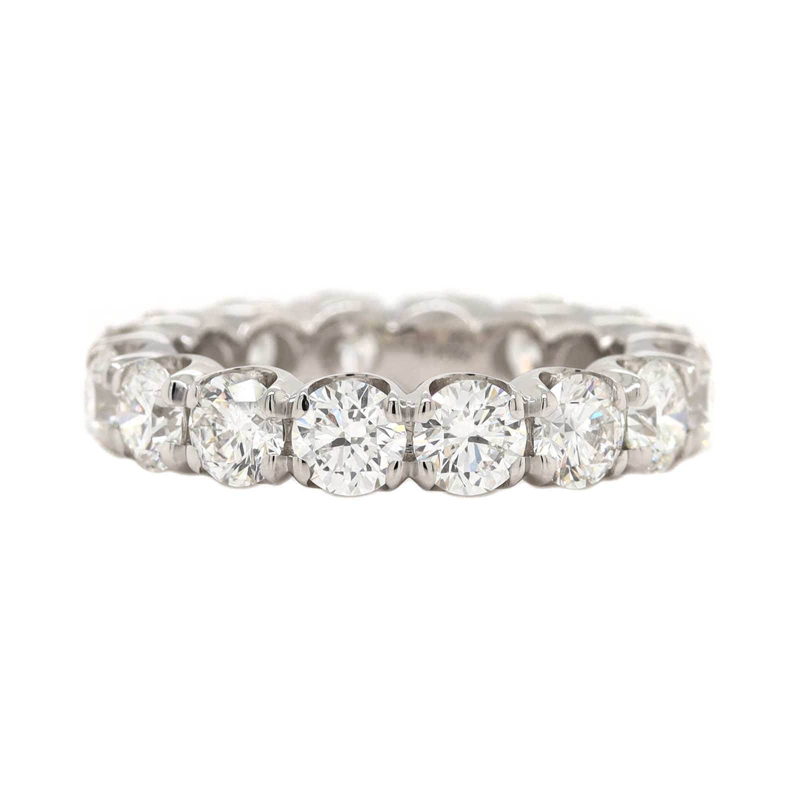 Platinum Shared Prong Round Diamond Band