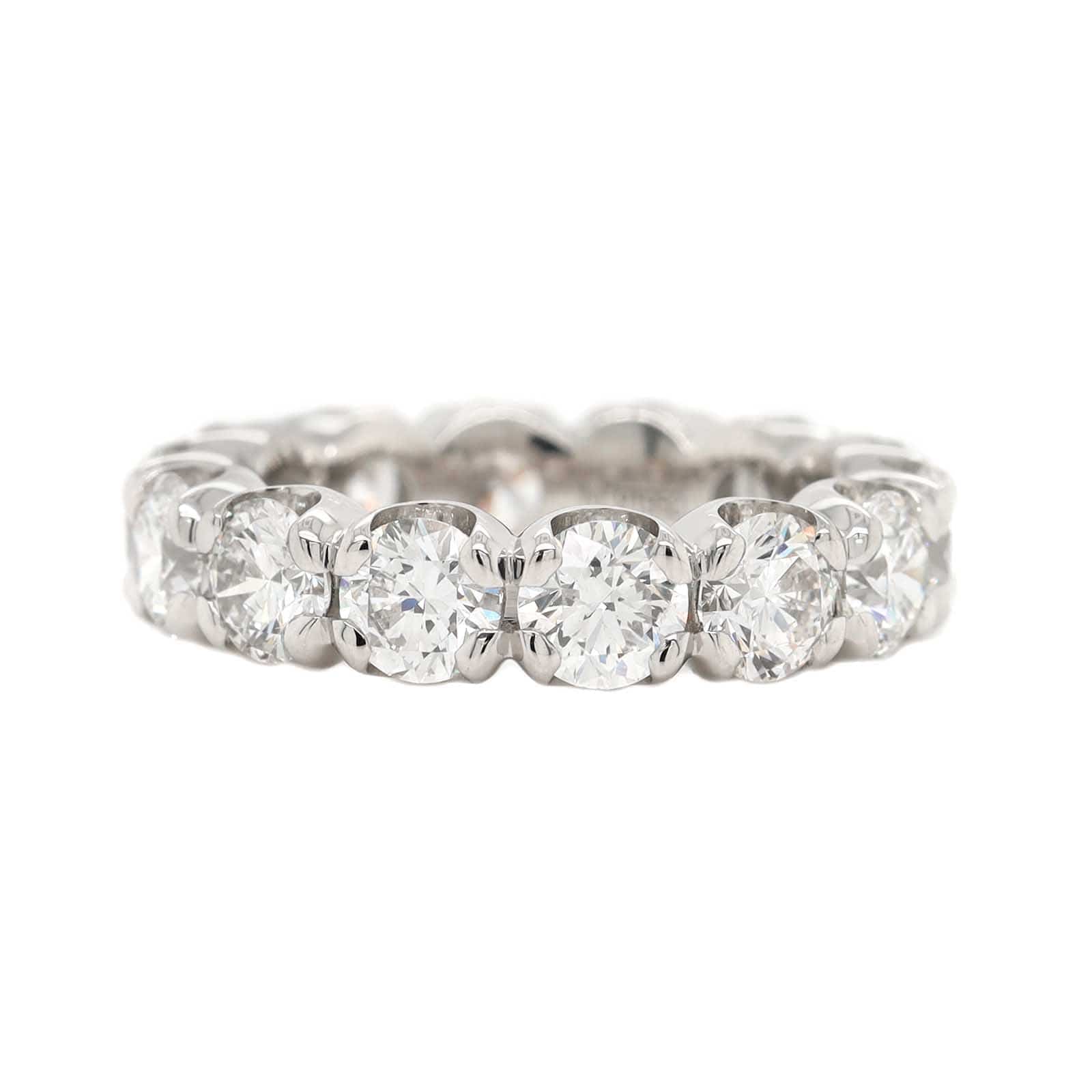 Platinum Shared Prong Round Diamond Band - Image 5