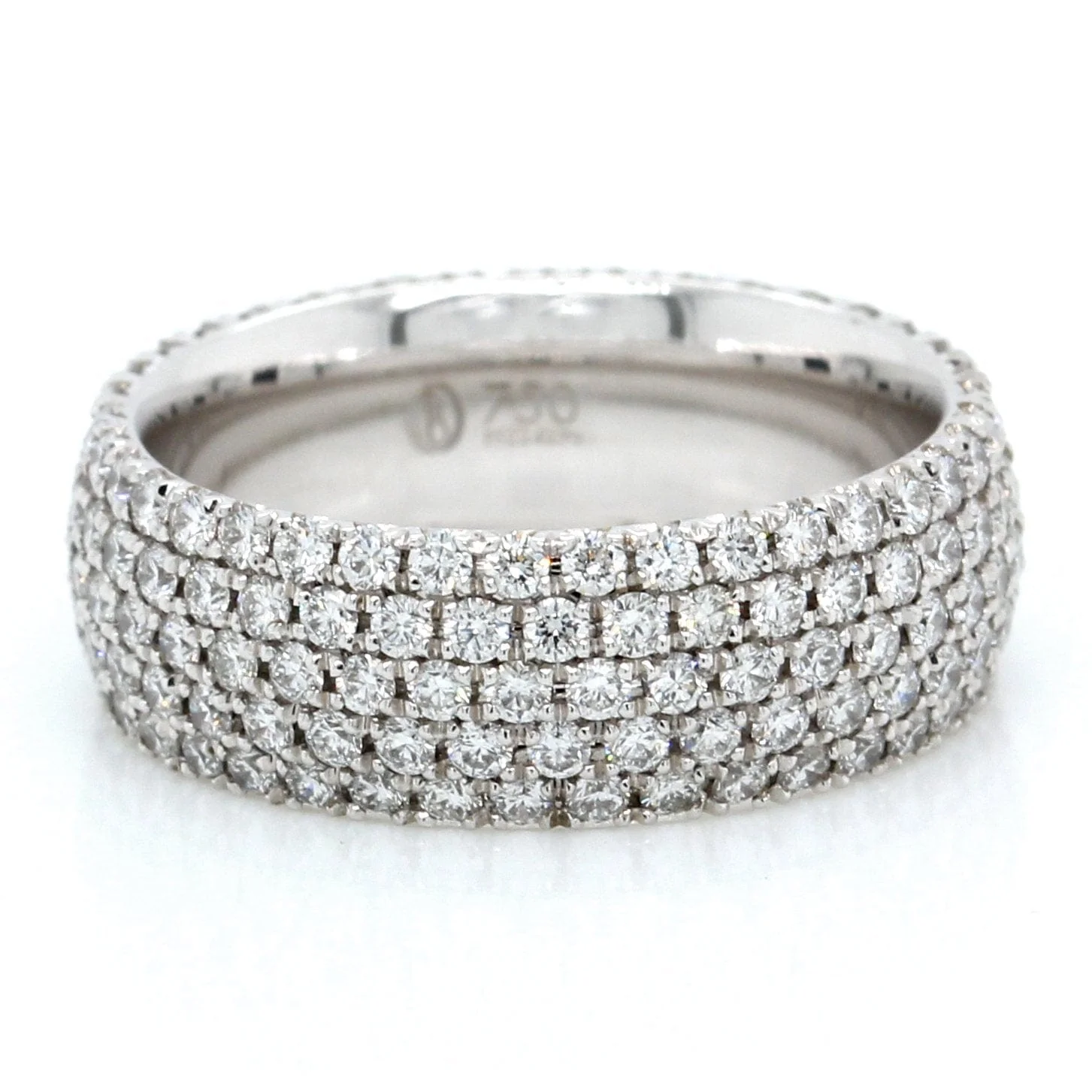 18K White Gold 5 Row Pave Diamond Eternity Band - Image 4
