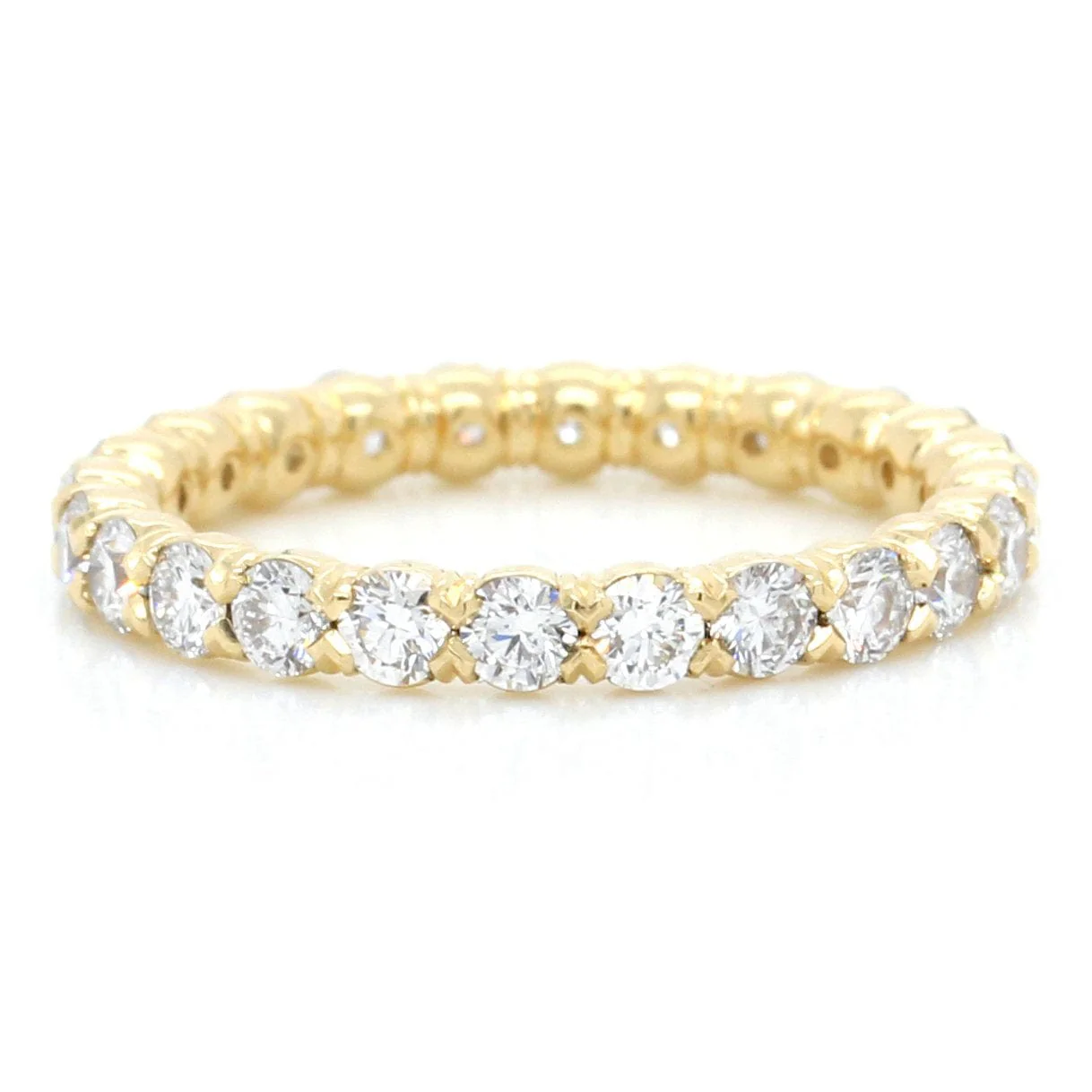 18K Yellow Gold Flush Fit Silk Prong Eternity Band