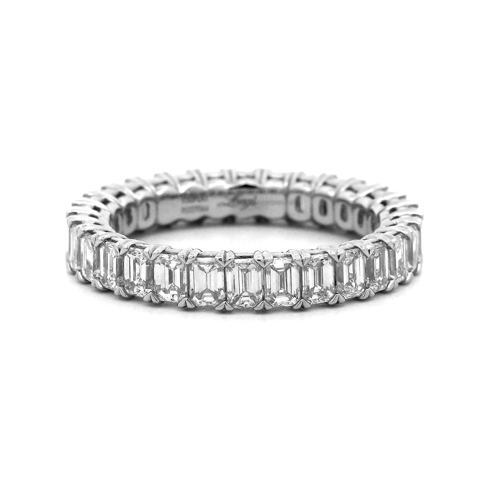 Platinum Emerald Cut Diamond Grand Aire Eternity Band