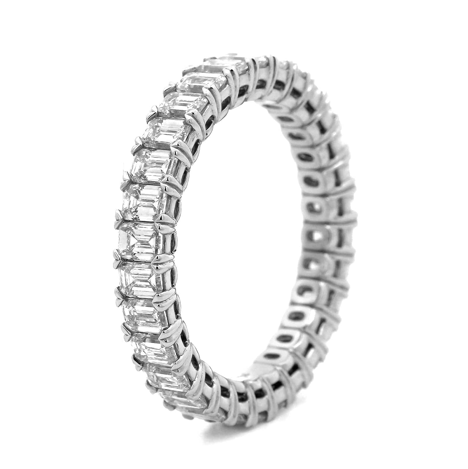 Platinum Emerald Cut Diamond Grand Aire Eternity Band - Image 2