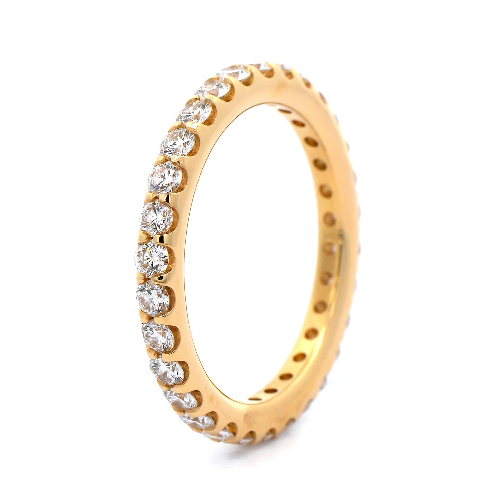 18K Yellow Gold Modern Aire Shared Prong 1CTW Diamond Eternity Band - Image 2