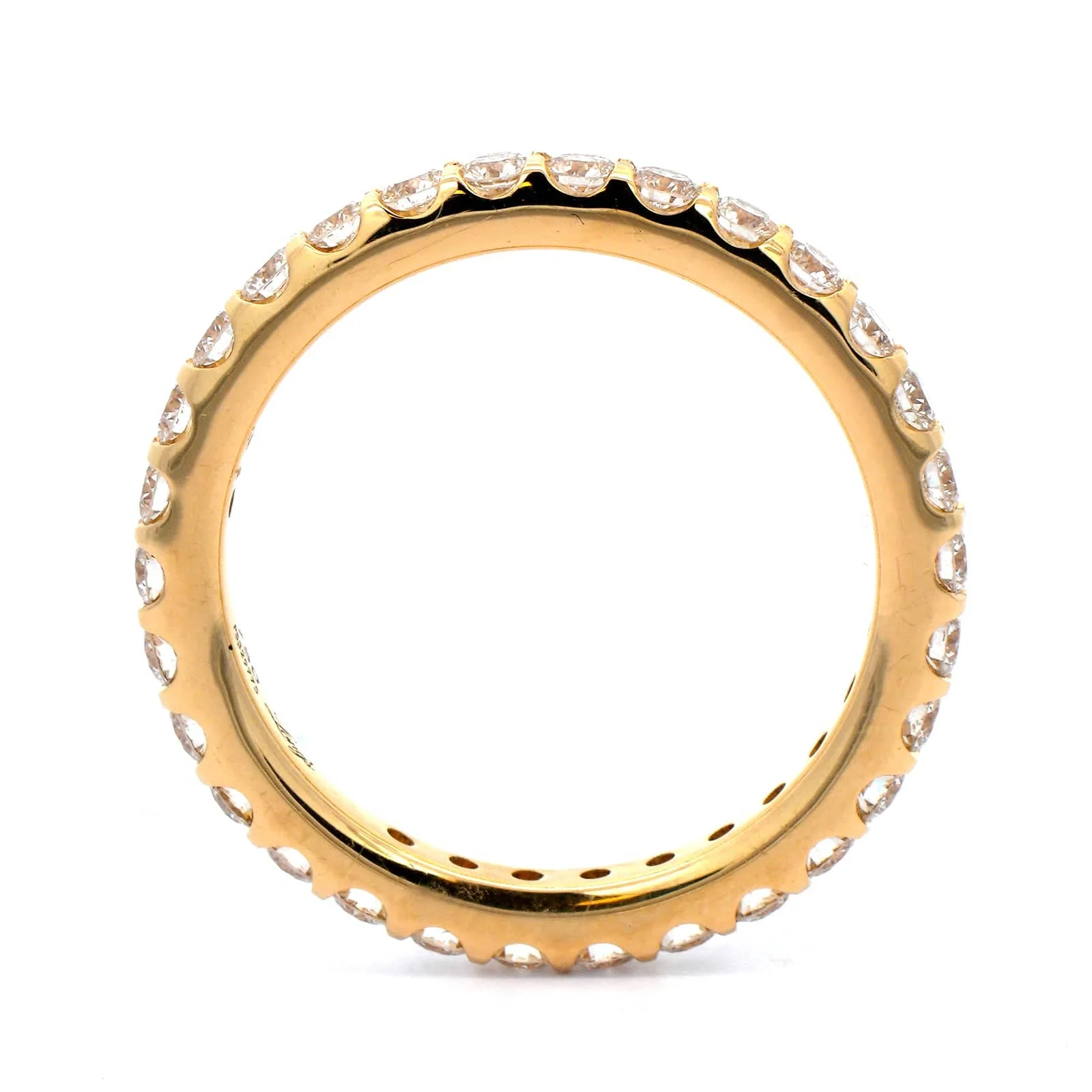18K Yellow Gold Modern Aire Shared Prong 1CTW Diamond Eternity Band - Image 3