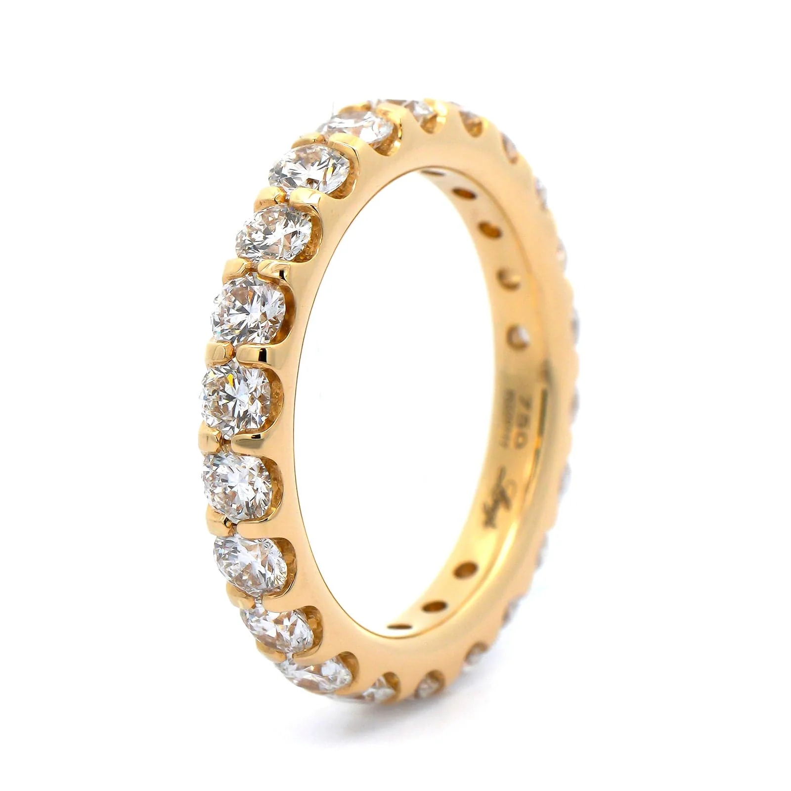 18K Yellow Gold Modern Aire Shared Prong 2CTW Diamond Eternity Band - Image 2