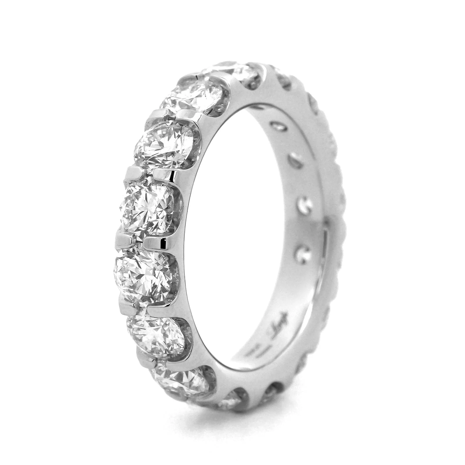Platinum Modern Aire Shared Prong 4CTW Diamond Eternity Band - Image 2
