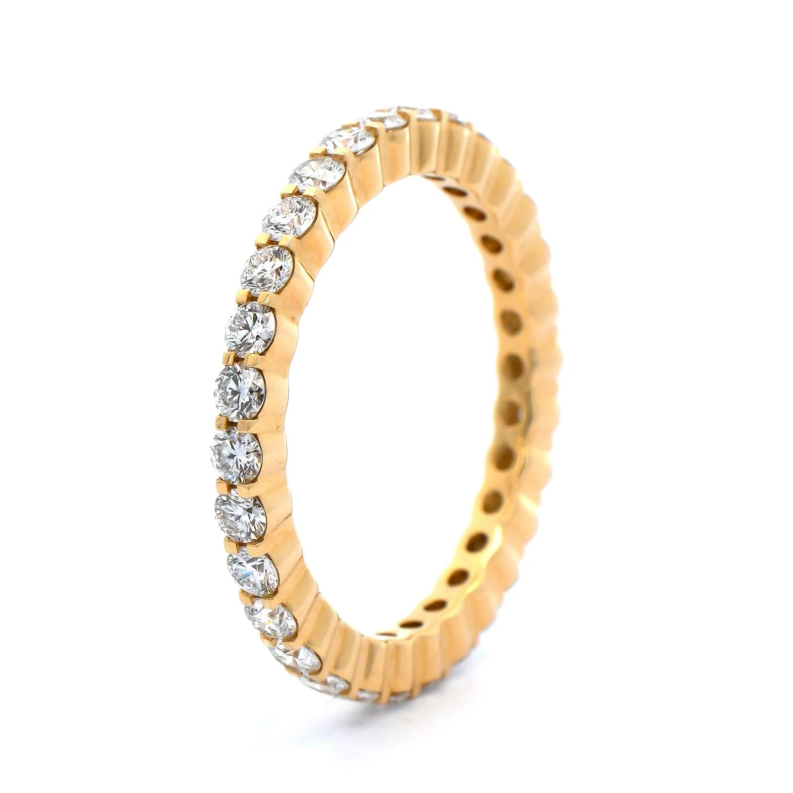 18K Yellow Gold Classic Shared Prong 1CTW Diamond Eternity Band - Image 2