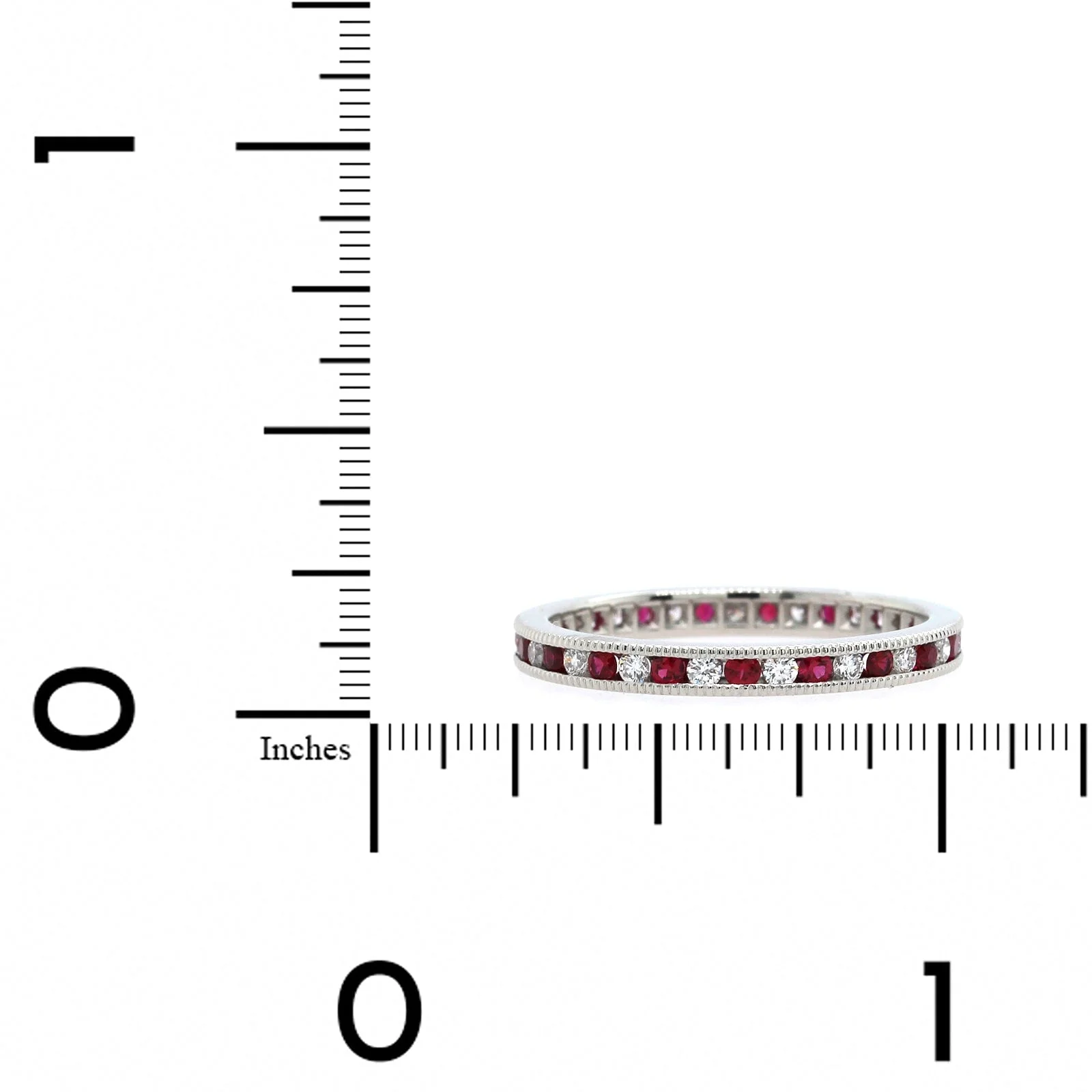 Platinum Channel Set Ruby and Diamond Band - Image 3