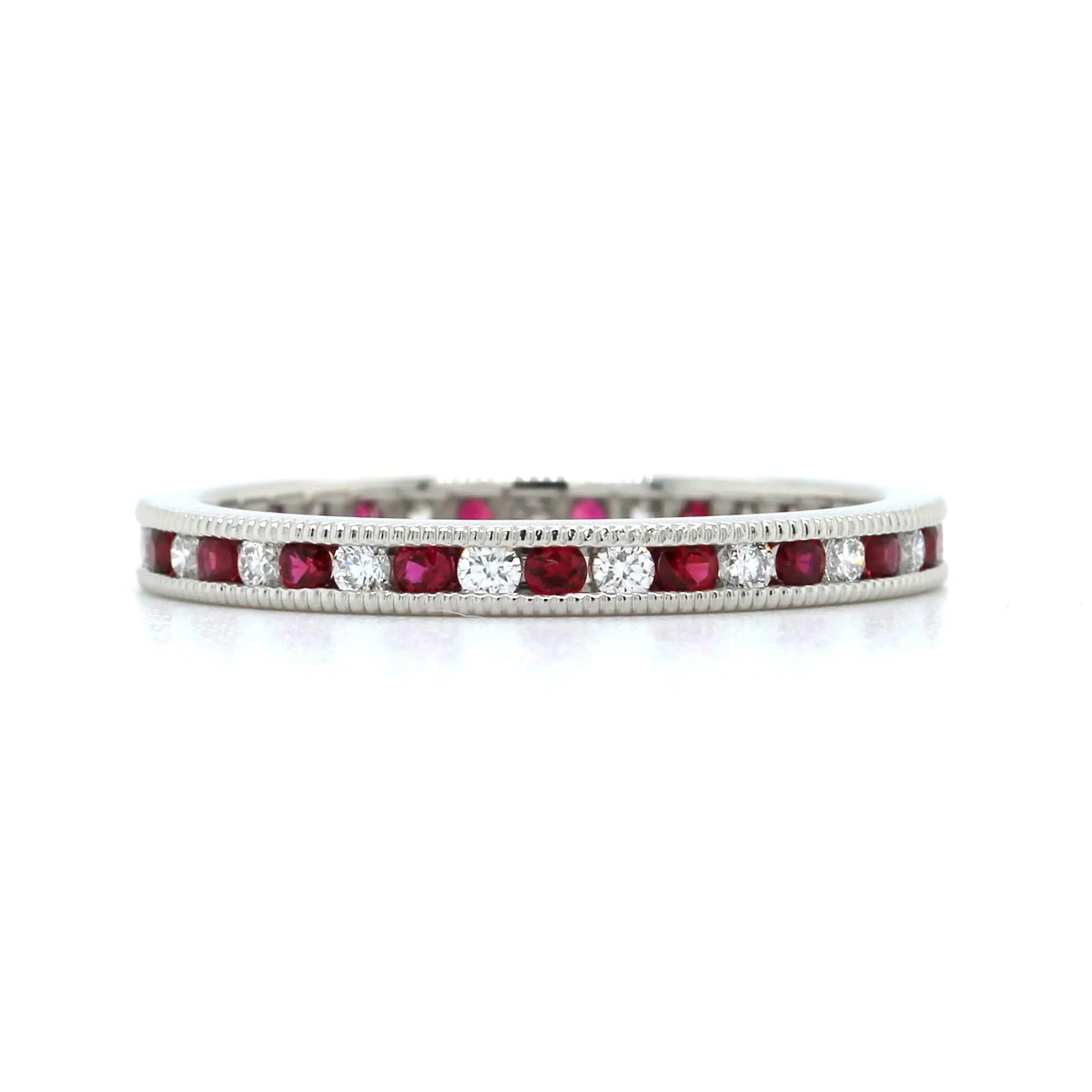 Platinum Channel Set Ruby and Diamond Band - Image 4