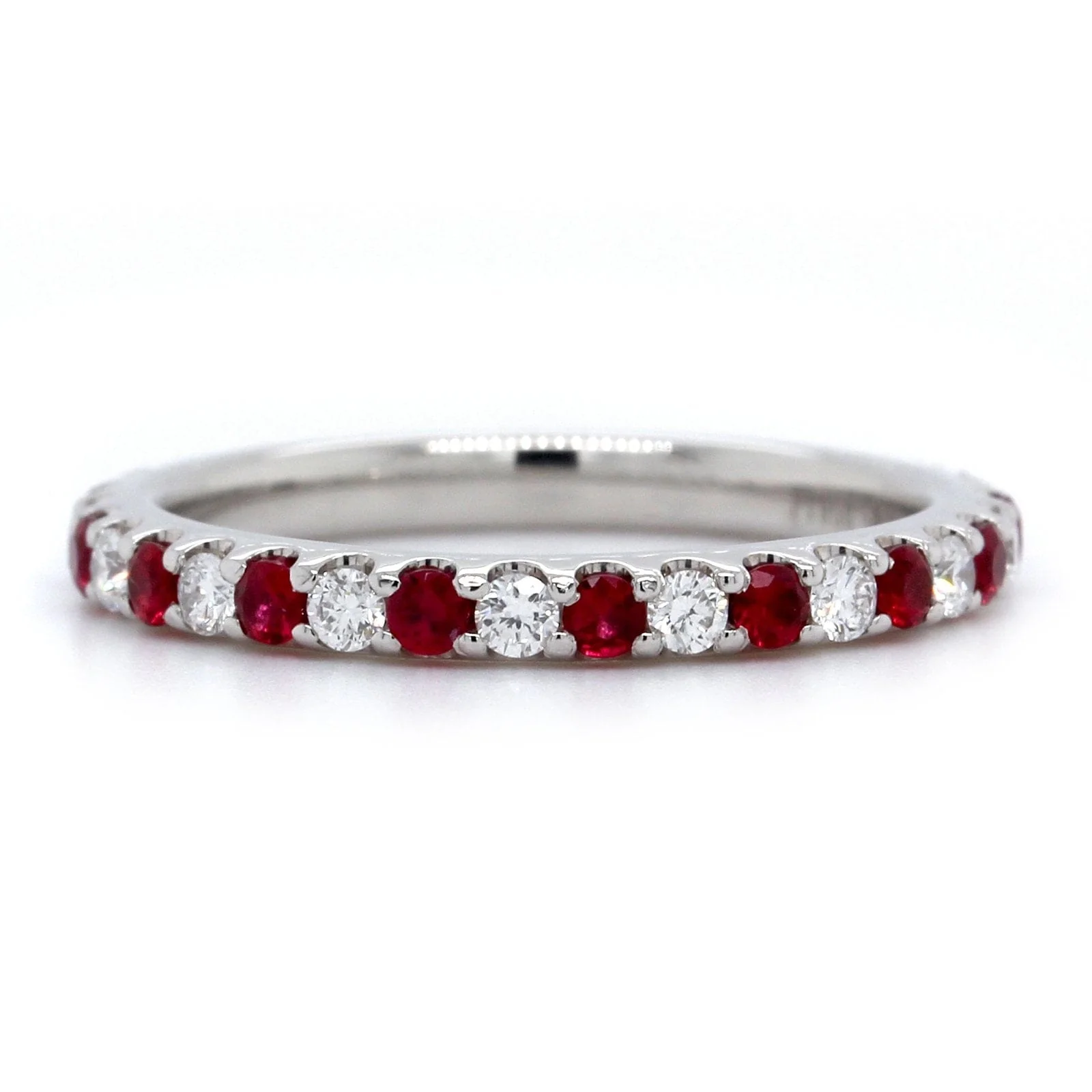 Platinum Prong Set Ruby and Diamond Eternity Band - Image 4