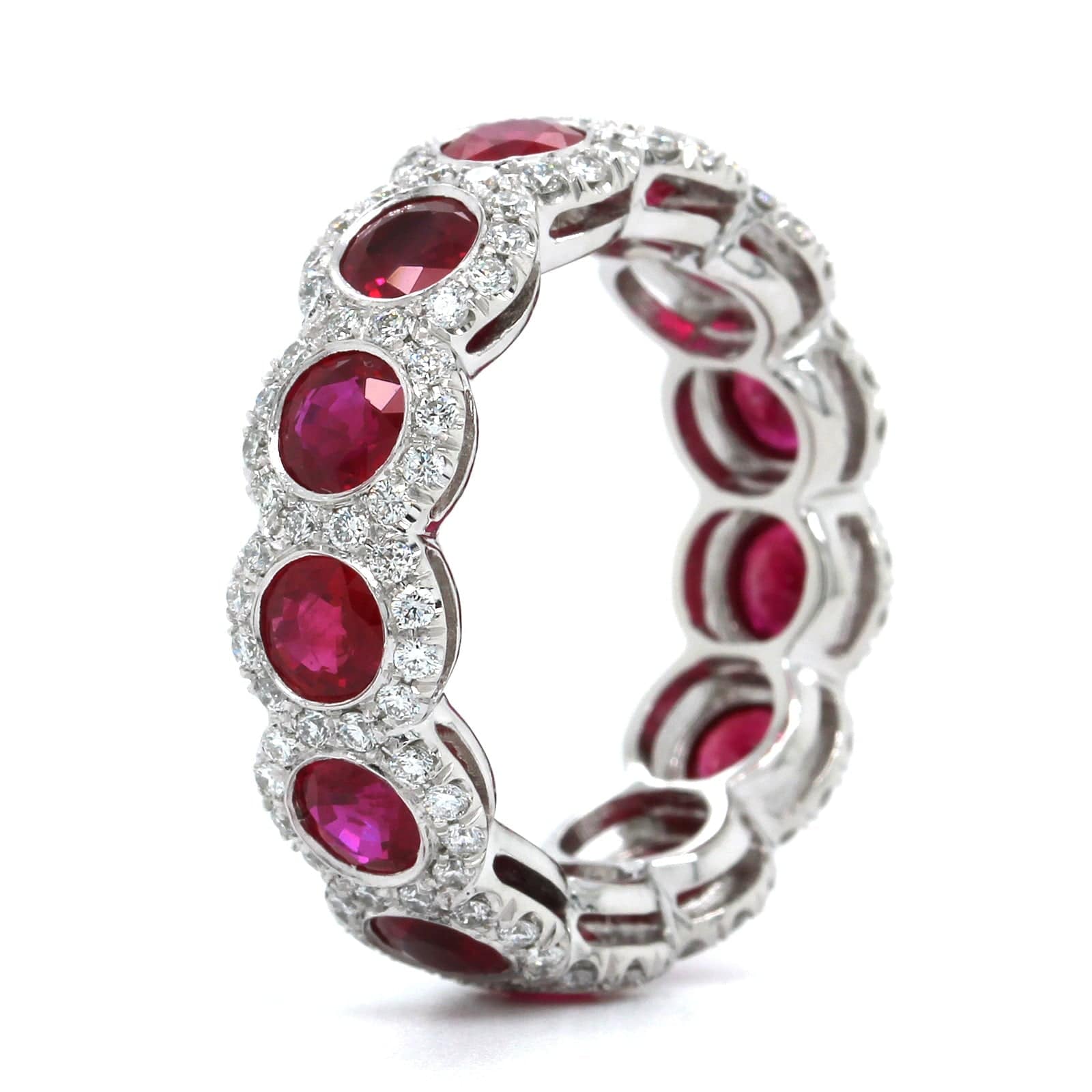 Platinum Ruby Diamond Halo Eternity Band - Image 2