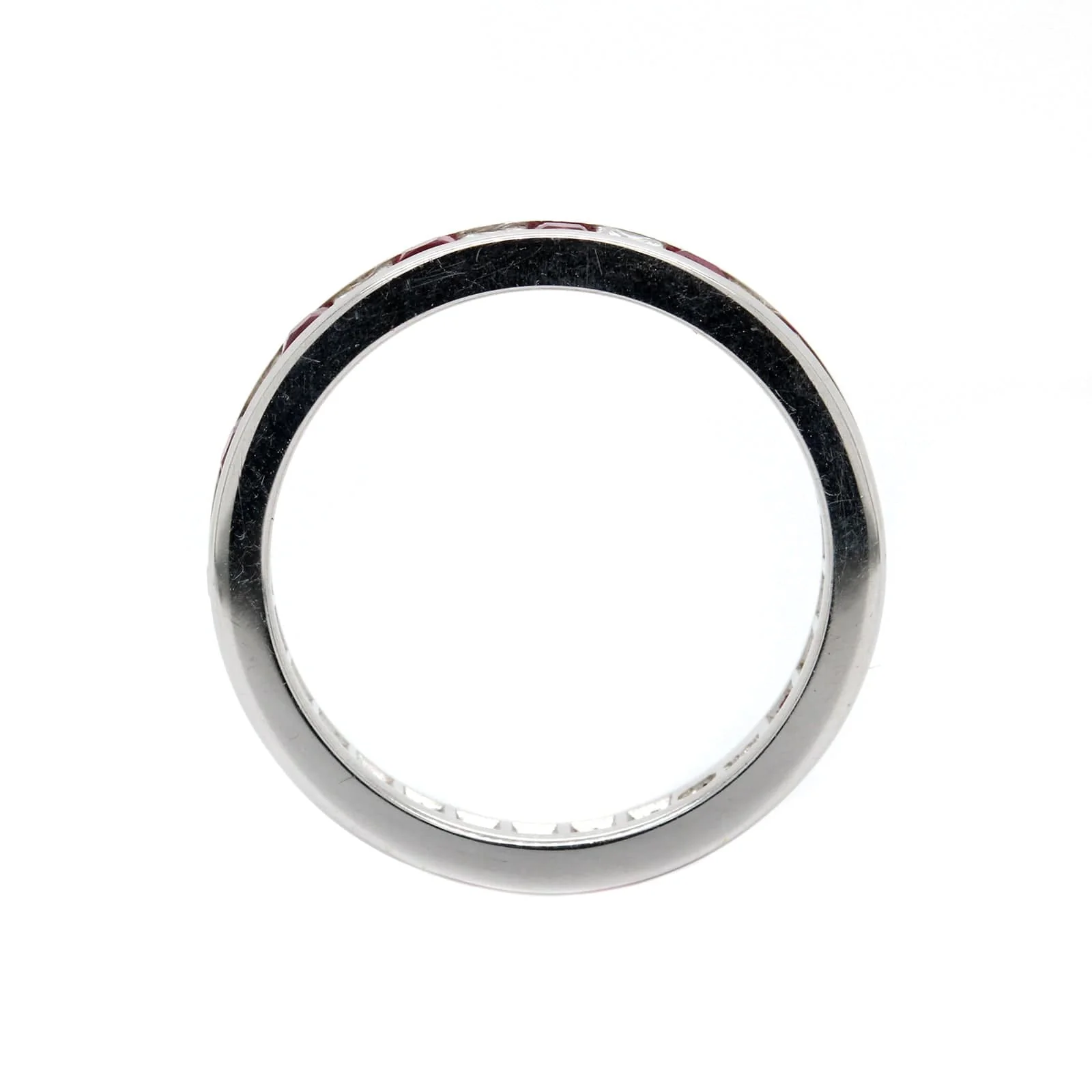 18K White Gold Channel Set Ruby and Diamond Band - Image 3