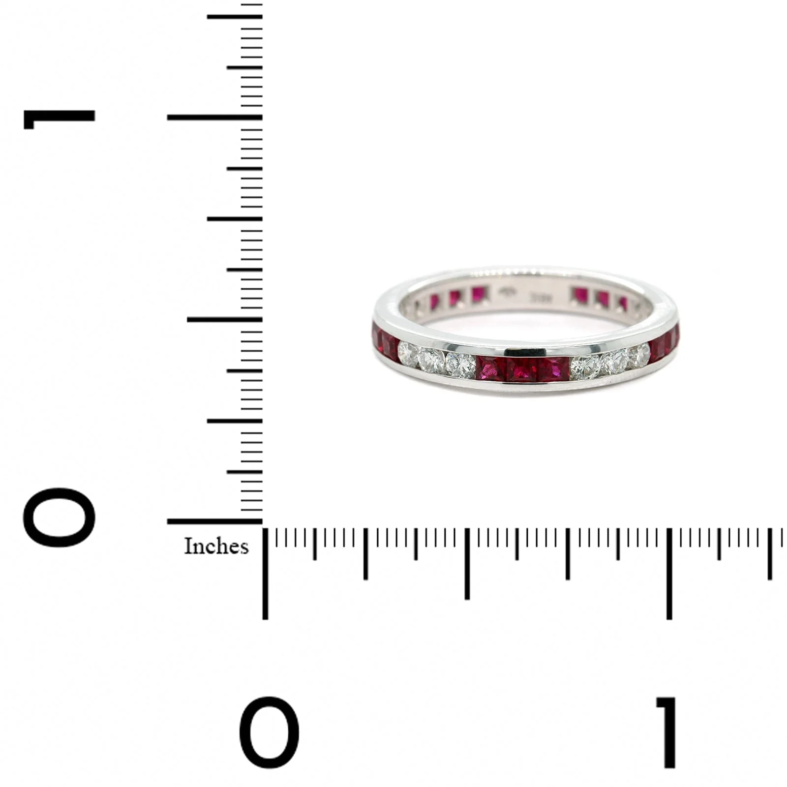 18K White Gold Channel Set Ruby and Diamond Band - Image 4