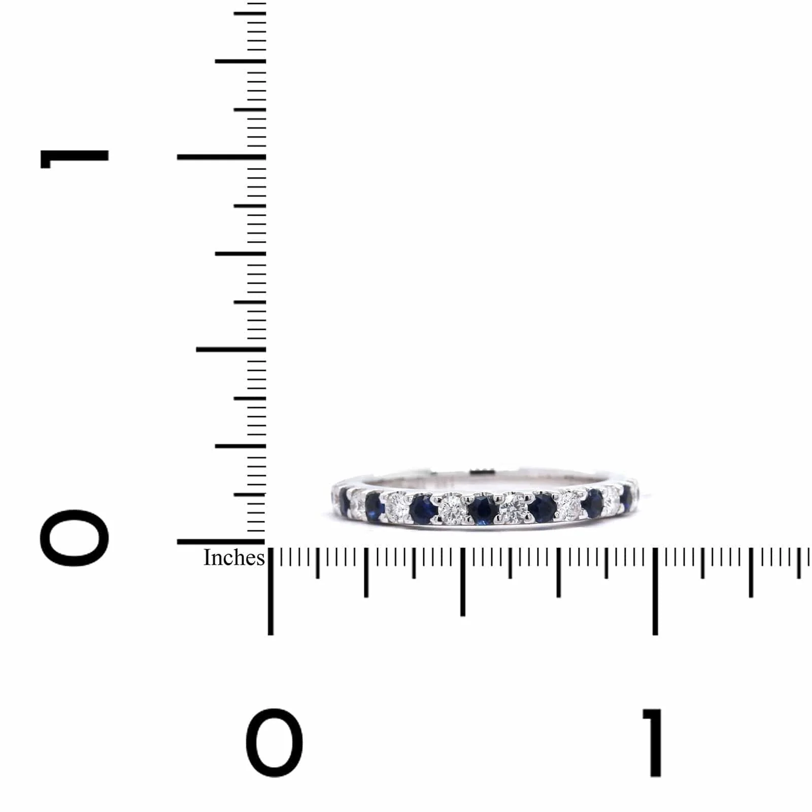 18K White Gold Shared Prong Sapphire and Diamond Eternity Band - Image 3