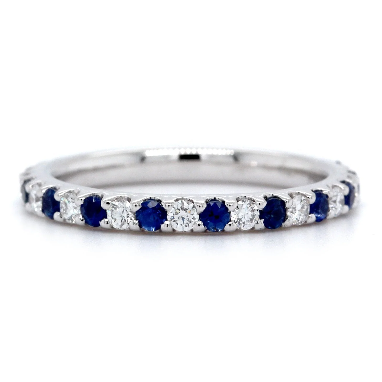 Platinum Prong Set Sapphire and Diamond Band