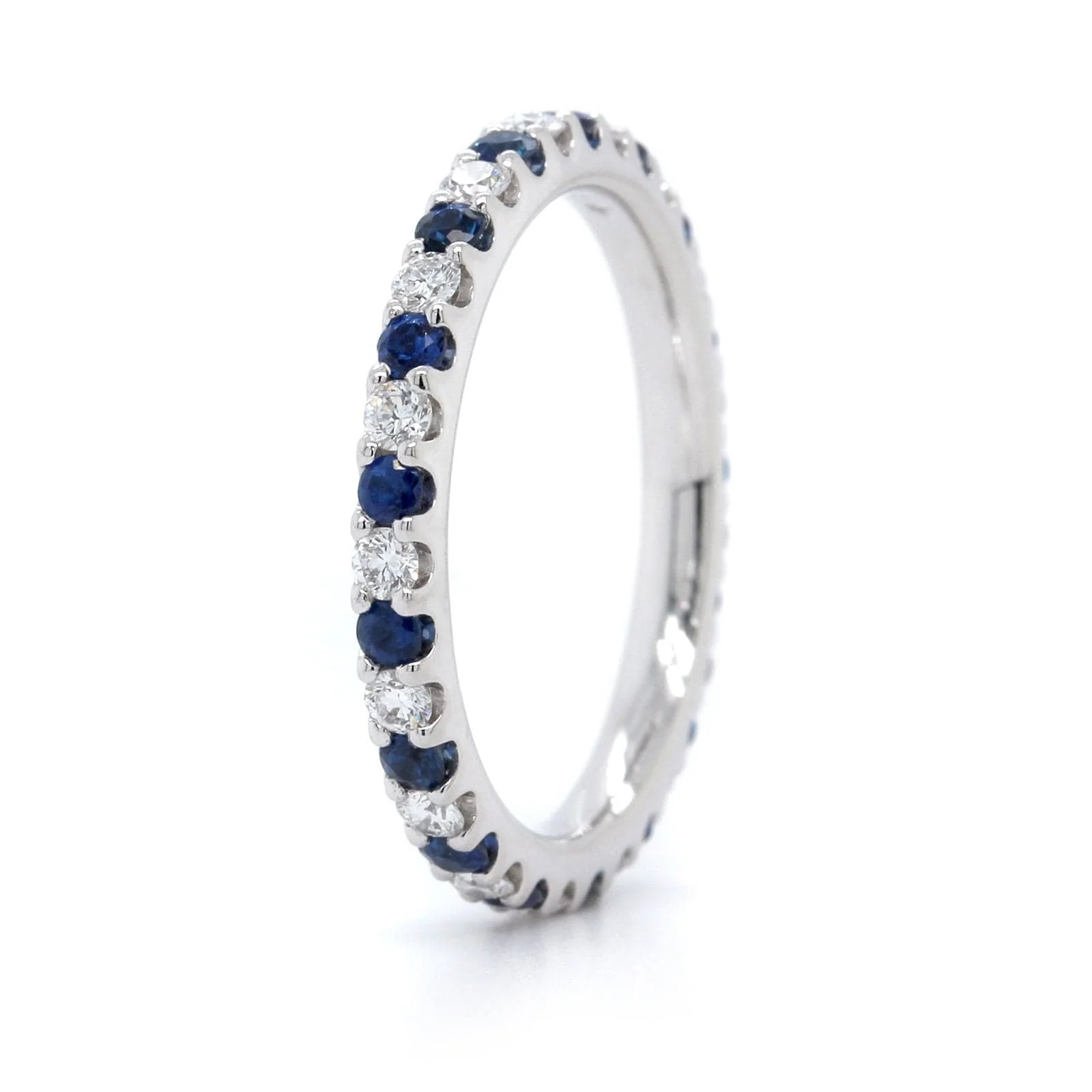 Platinum Prong Set Sapphire and Diamond Band - Image 2