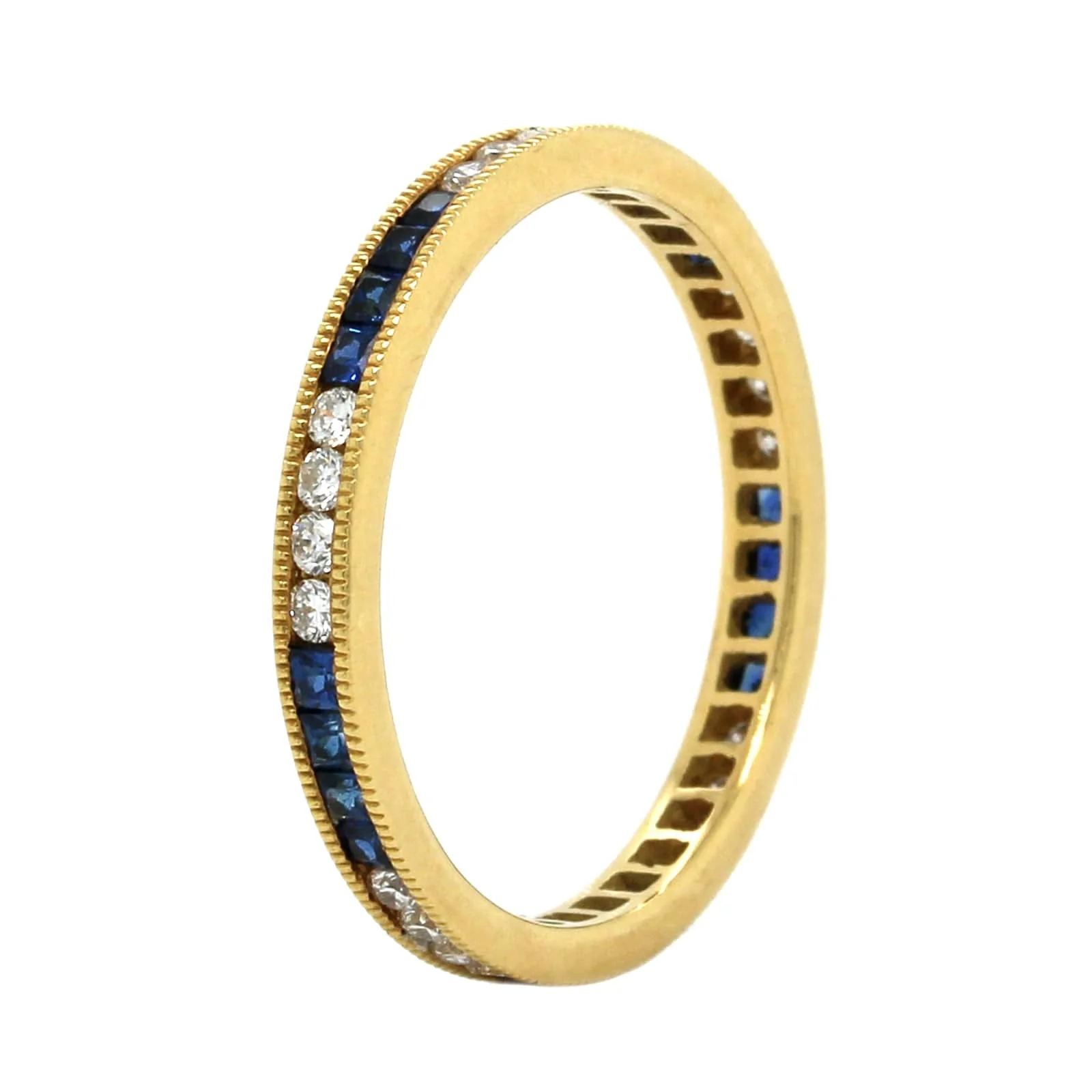 18K Yellow Gold Sapphire and Diamond Eternity Band - Image 2