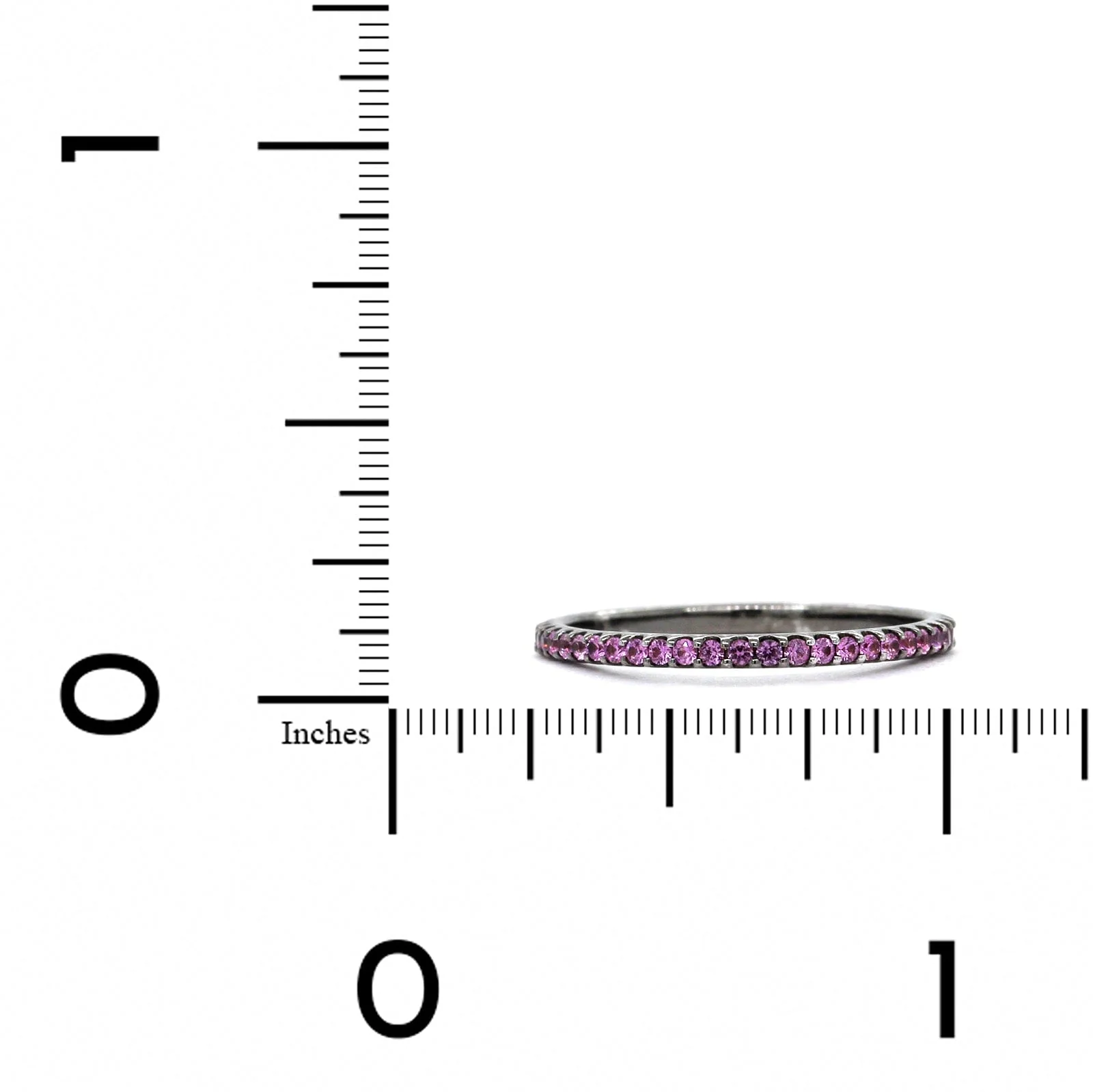 18K White Gold Pink Sapphire Black Rhodium Eternity Band - Image 3