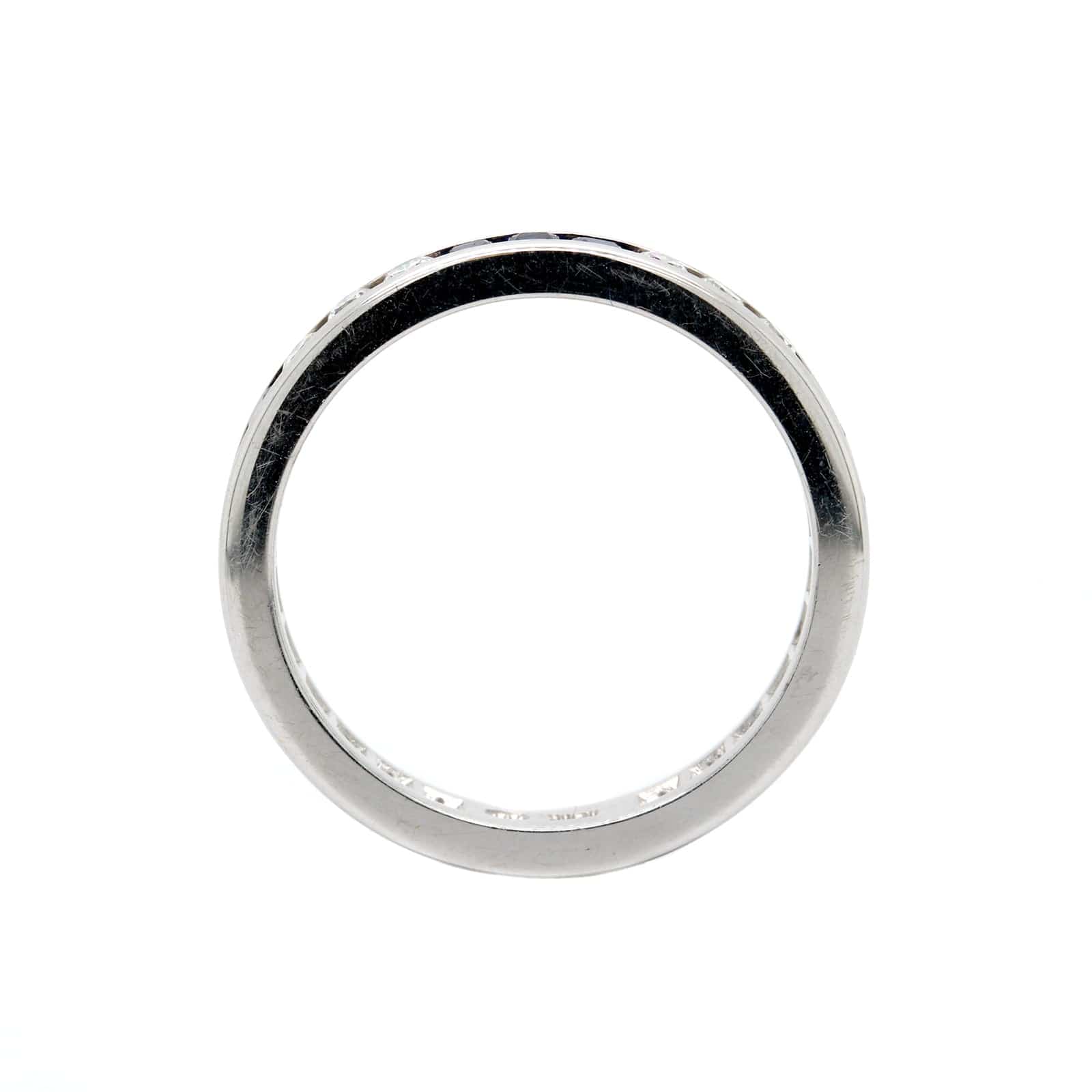 18K White Gold Channel Set Alternating Sapphire & Diamond Eternity Band - Image 3