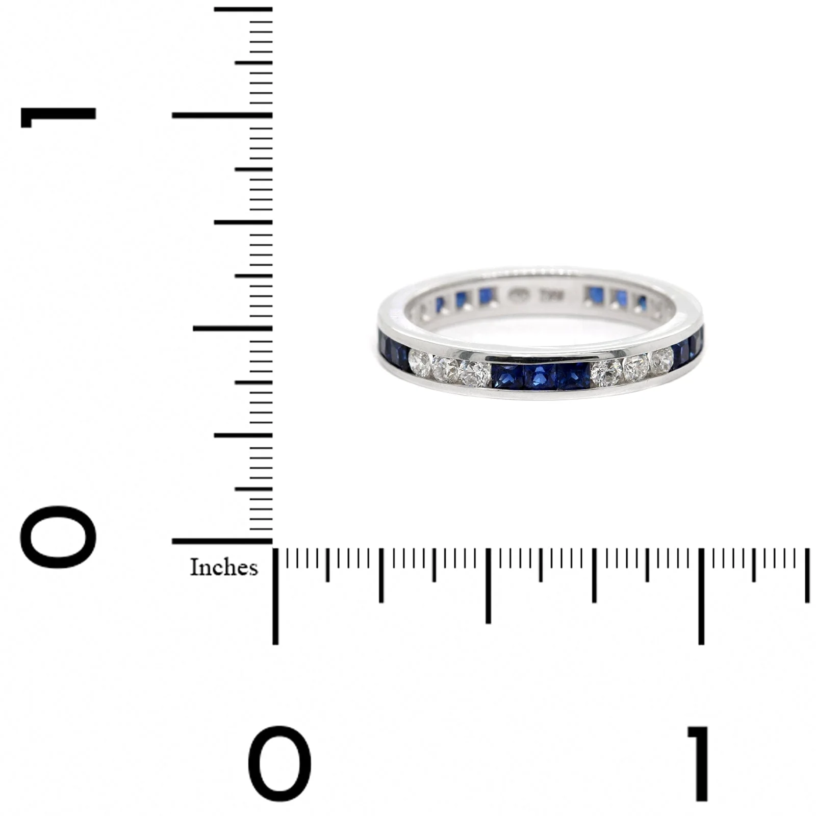 18K White Gold Channel Set Alternating Sapphire & Diamond Eternity Band - Image 4
