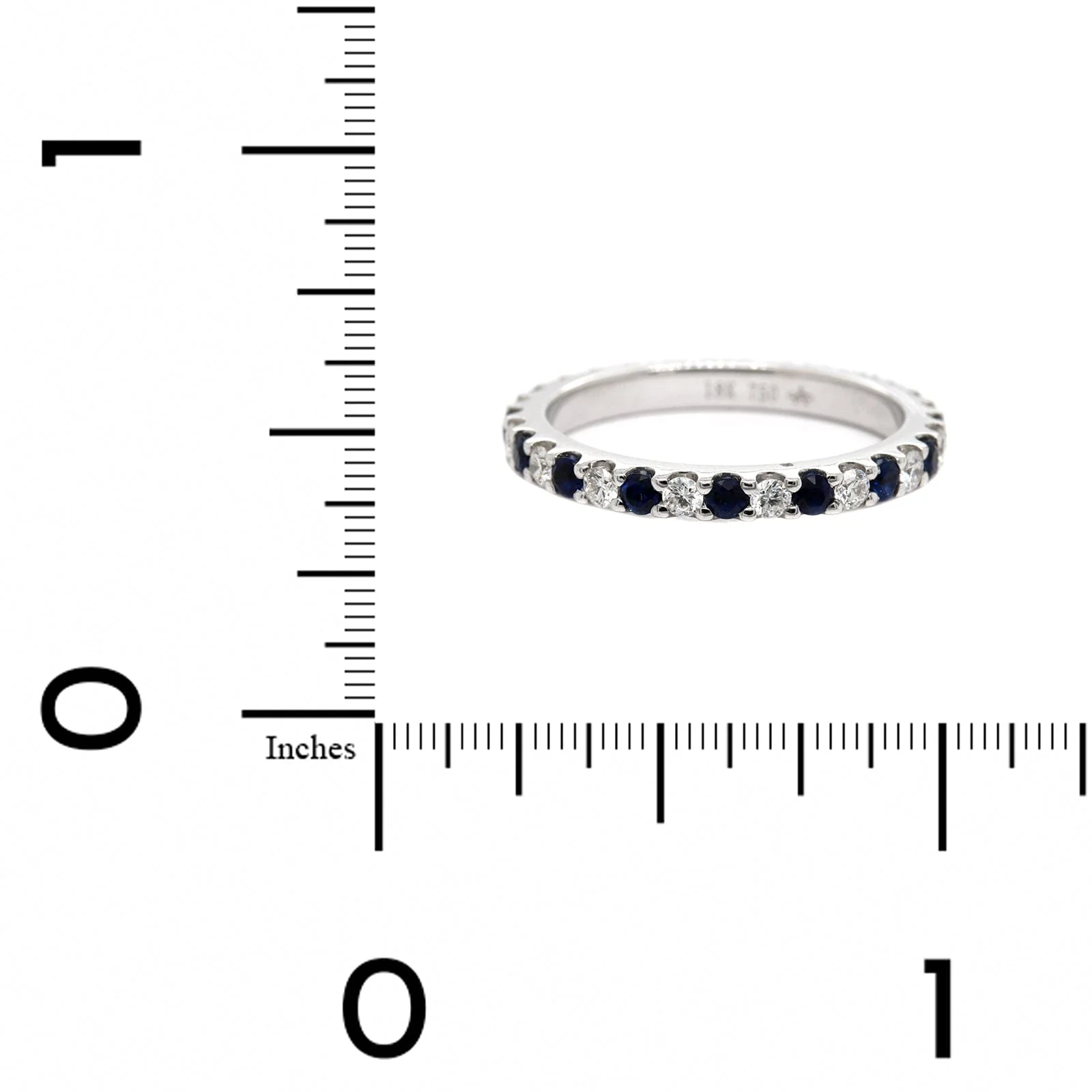 18K White Gold Shared Prong Alternating Sapphire & Diamond Eternity Band - Image 4