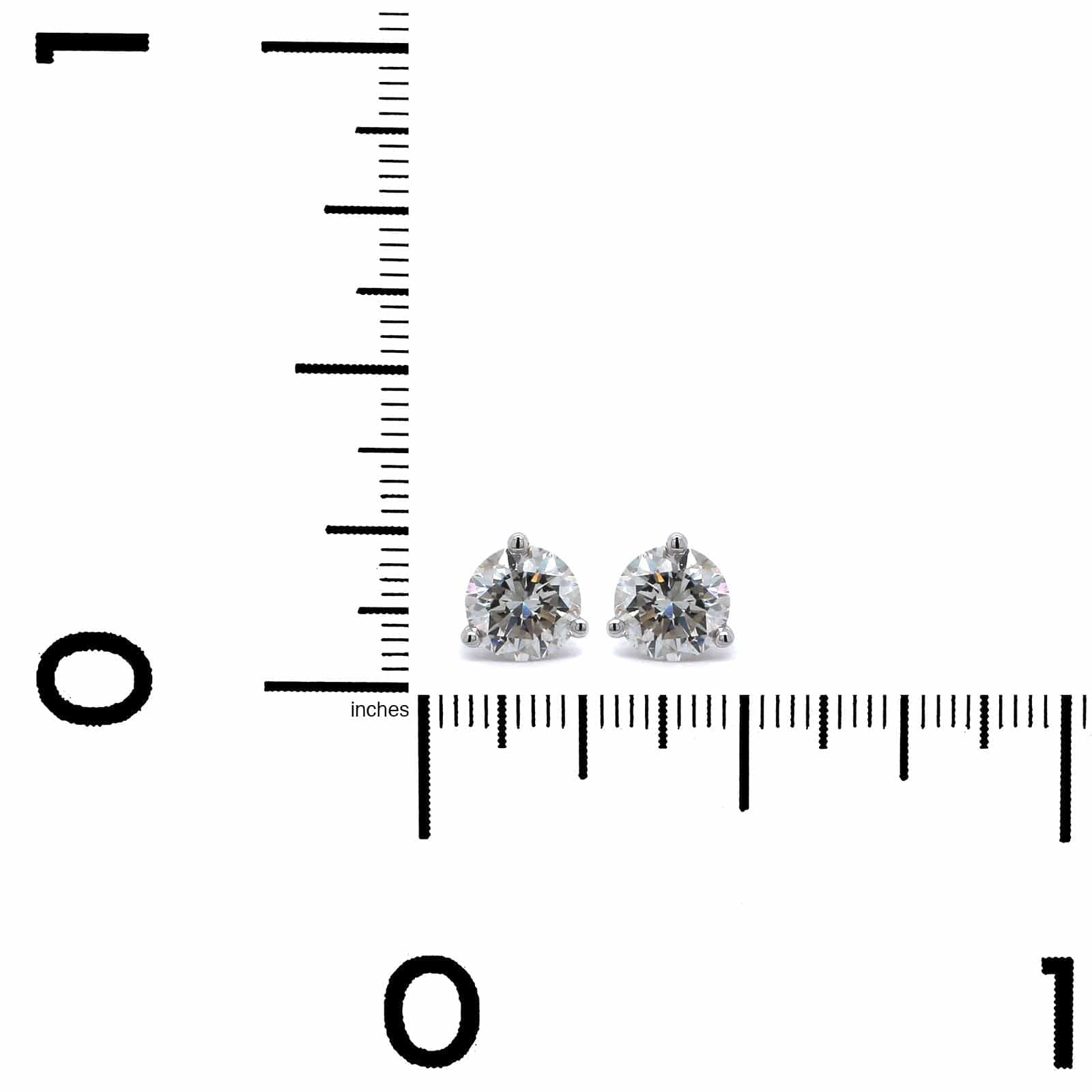 14K White Gold 3/4CTW Diamond Stud Earrings - Image 3