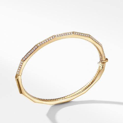 Stax Single Row Faceted Bracelet with Diamonds in 18K Gold, 3mm - Image 3