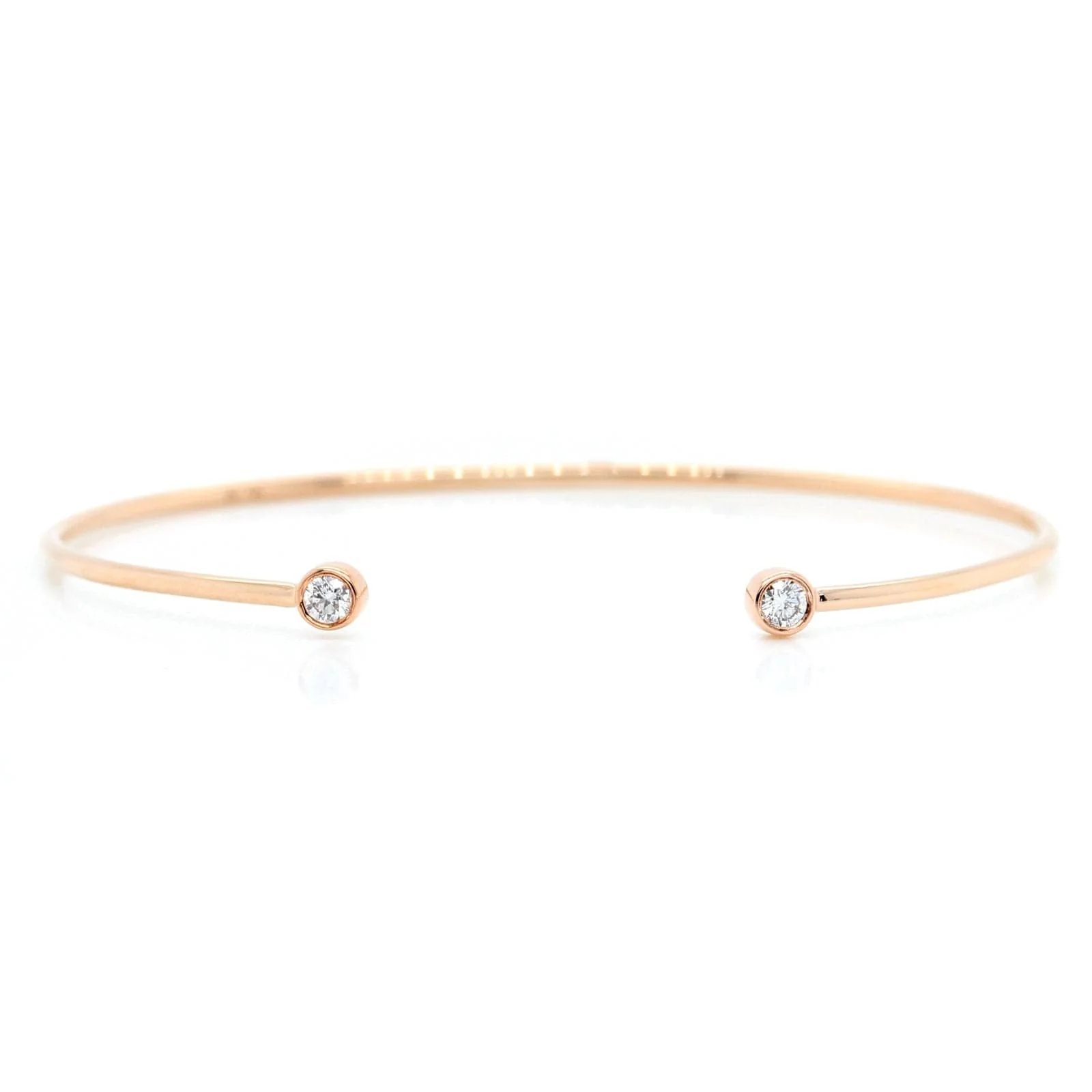 14K Rose Gold Diamond Thin Cuff Bracelet